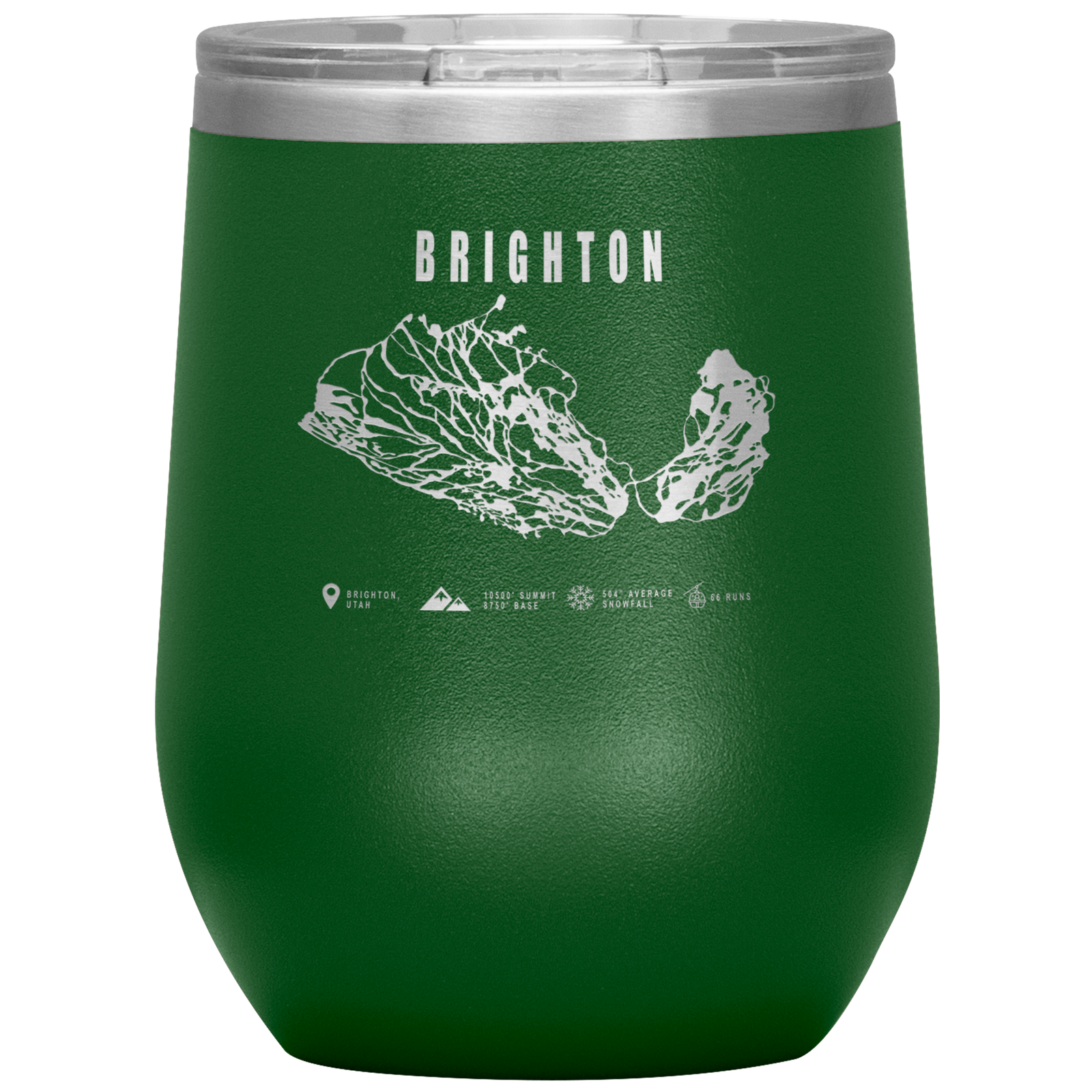 Brighton,Utah Ski Trail Map Wine 12oz Tumbler - Powderaddicts