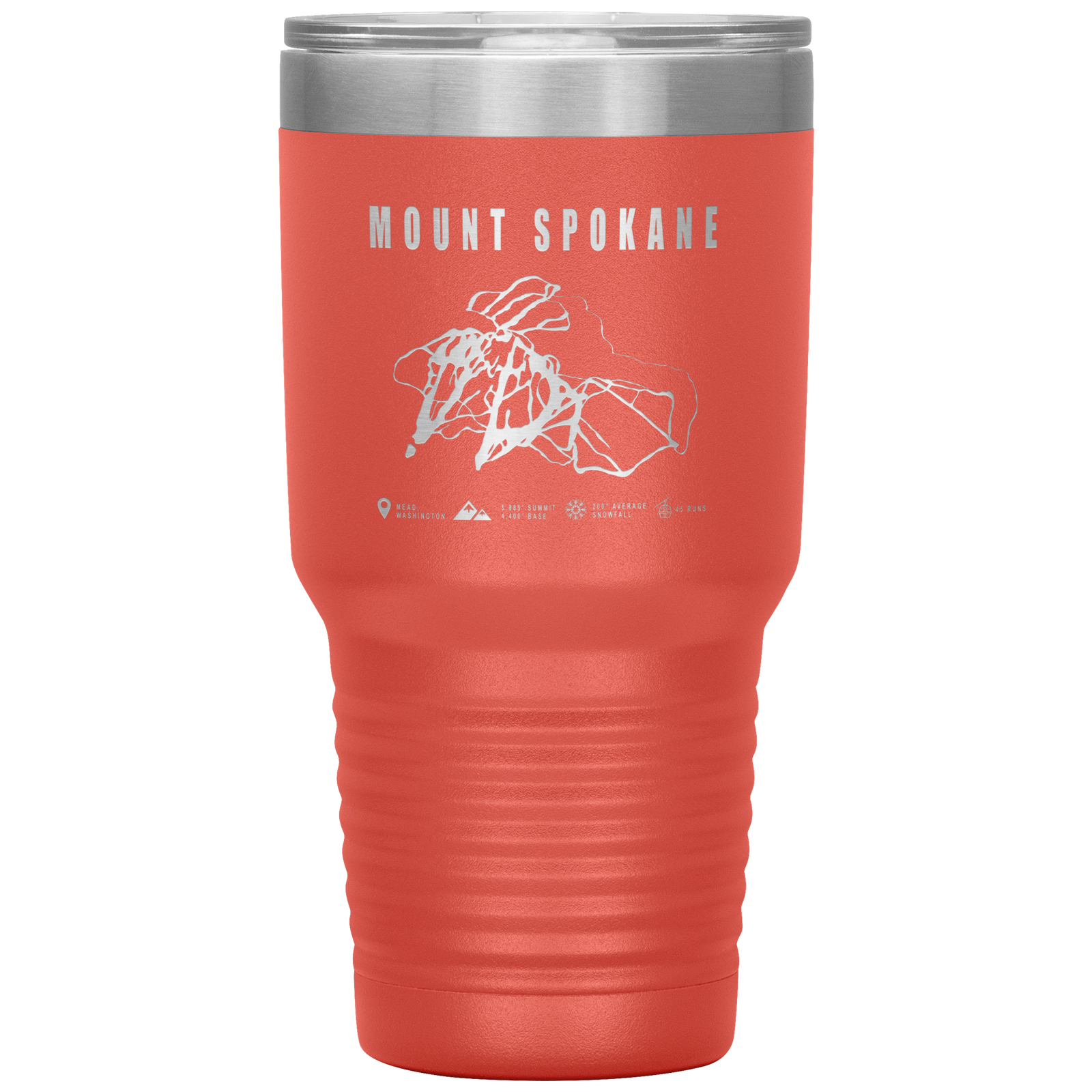 Mount Spokane, Washington Ski Trail Map 30oz Tumbler - Powderaddicts
