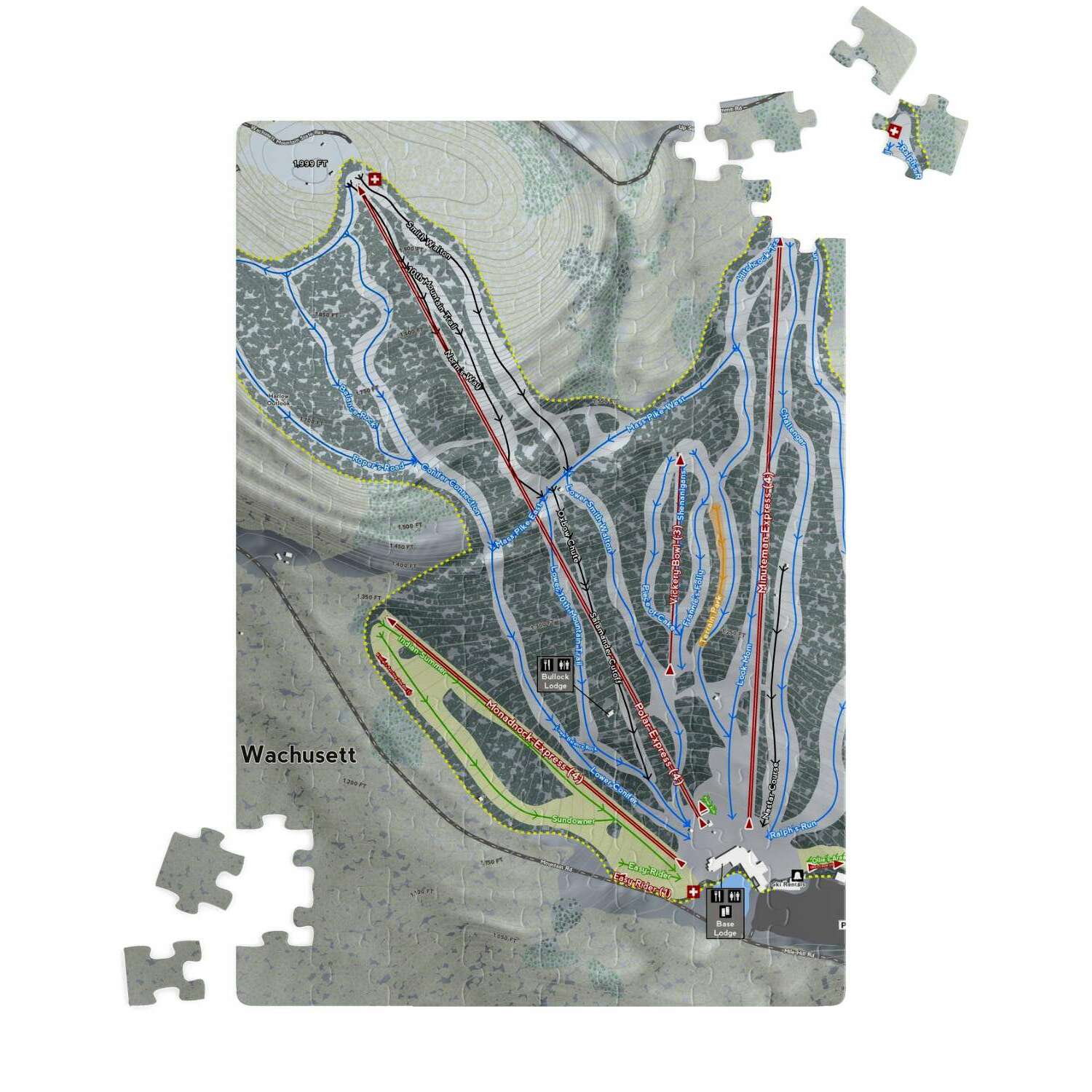 Wachusett, Massachusetts Ski Trail Map Puzzle - Powderaddicts