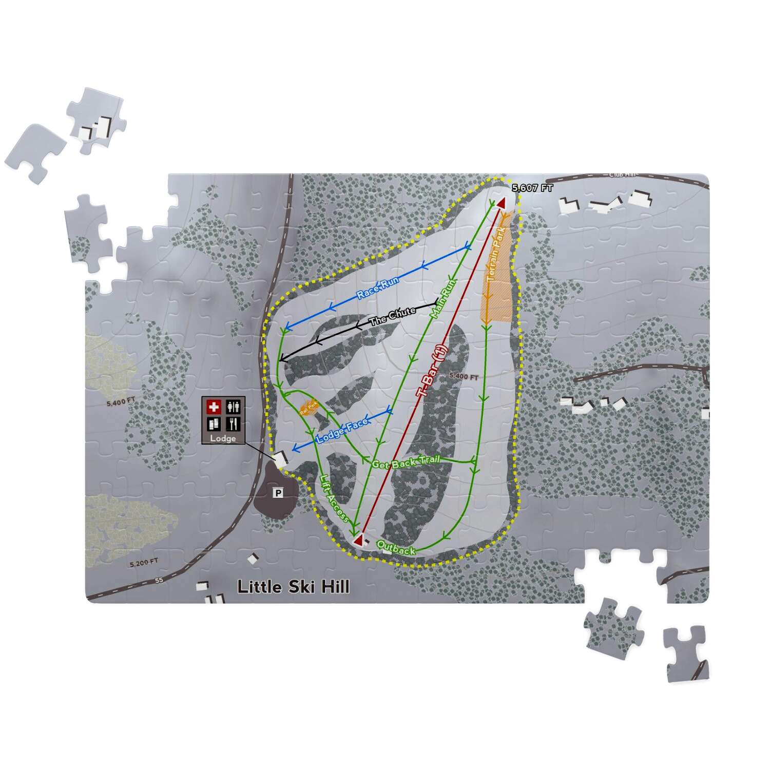 Little Ski Hill Idaho Ski Trail Map Puzzle - Powderaddicts