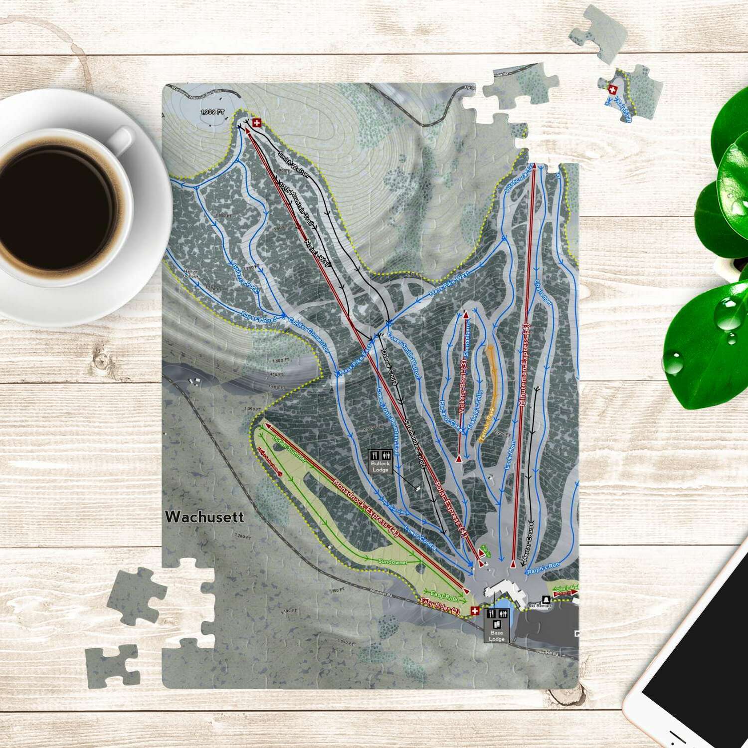 Wachusett, Massachusetts Ski Trail Map Puzzle - Powderaddicts
