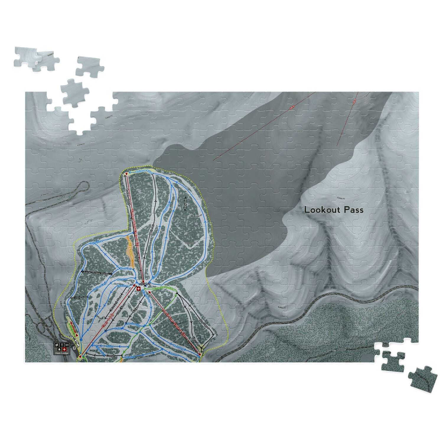 Look out Pass Idaho Ski Trail Map Puzzle - Powderaddicts