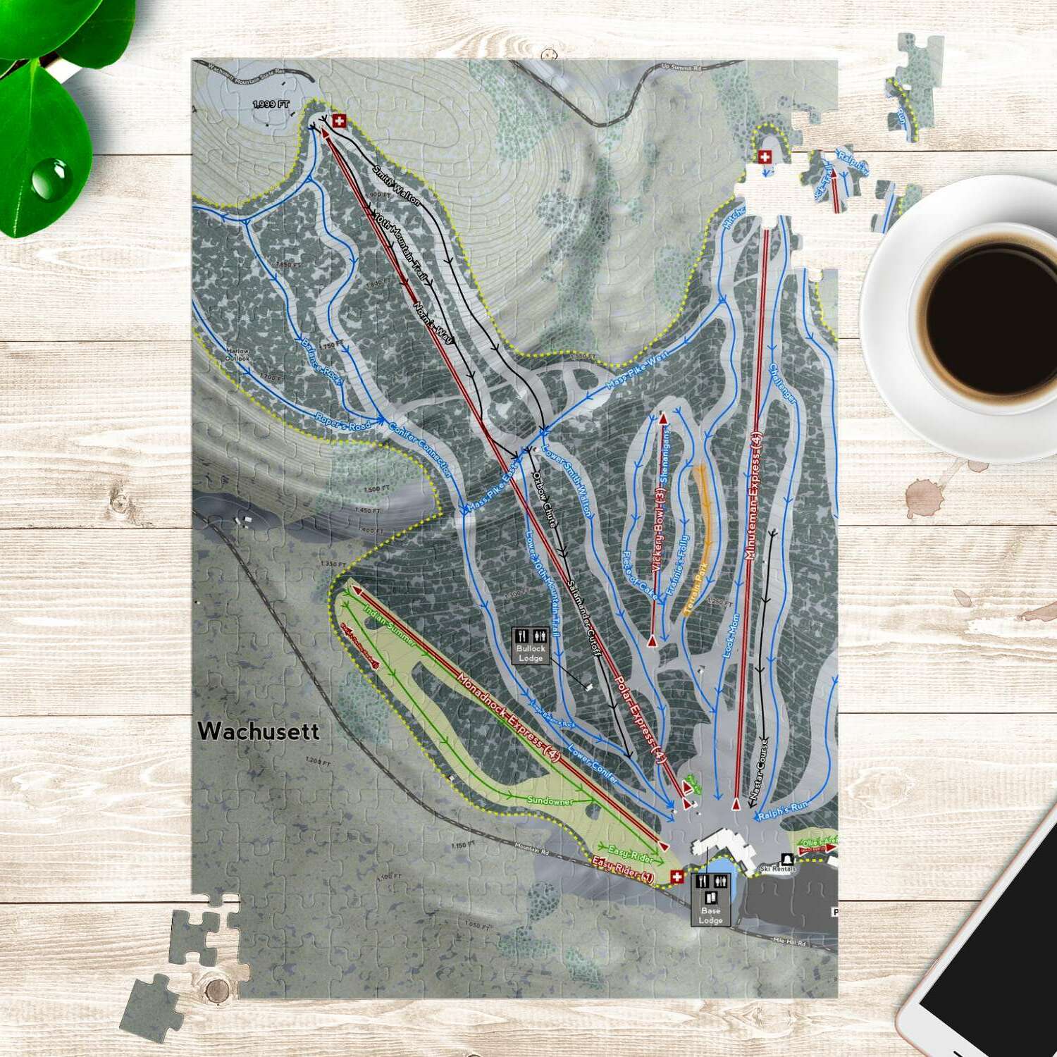 Wachusett, Massachusetts Ski Trail Map Puzzle - Powderaddicts