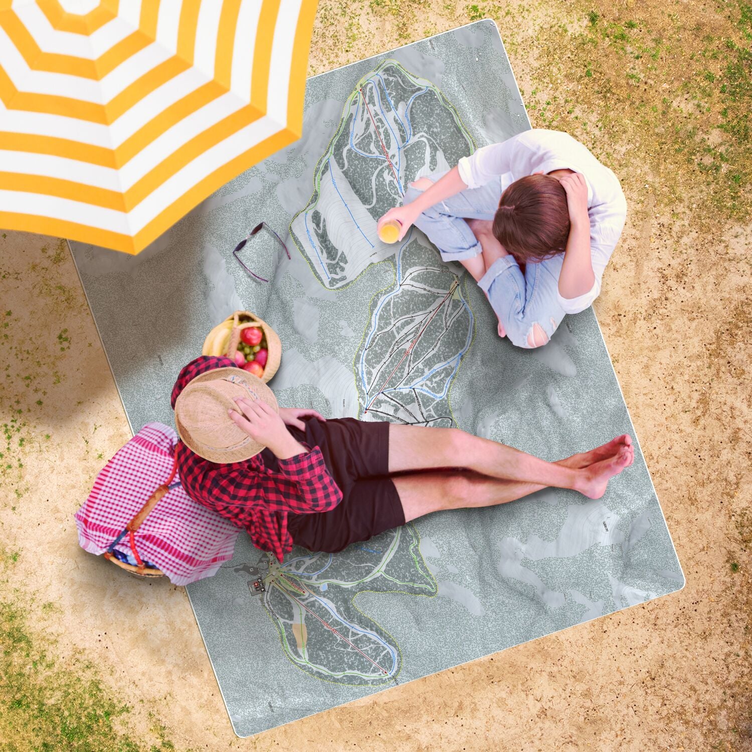 Discovery, Montana Ski Resort Map Printed Beach Towel - Powderaddicts