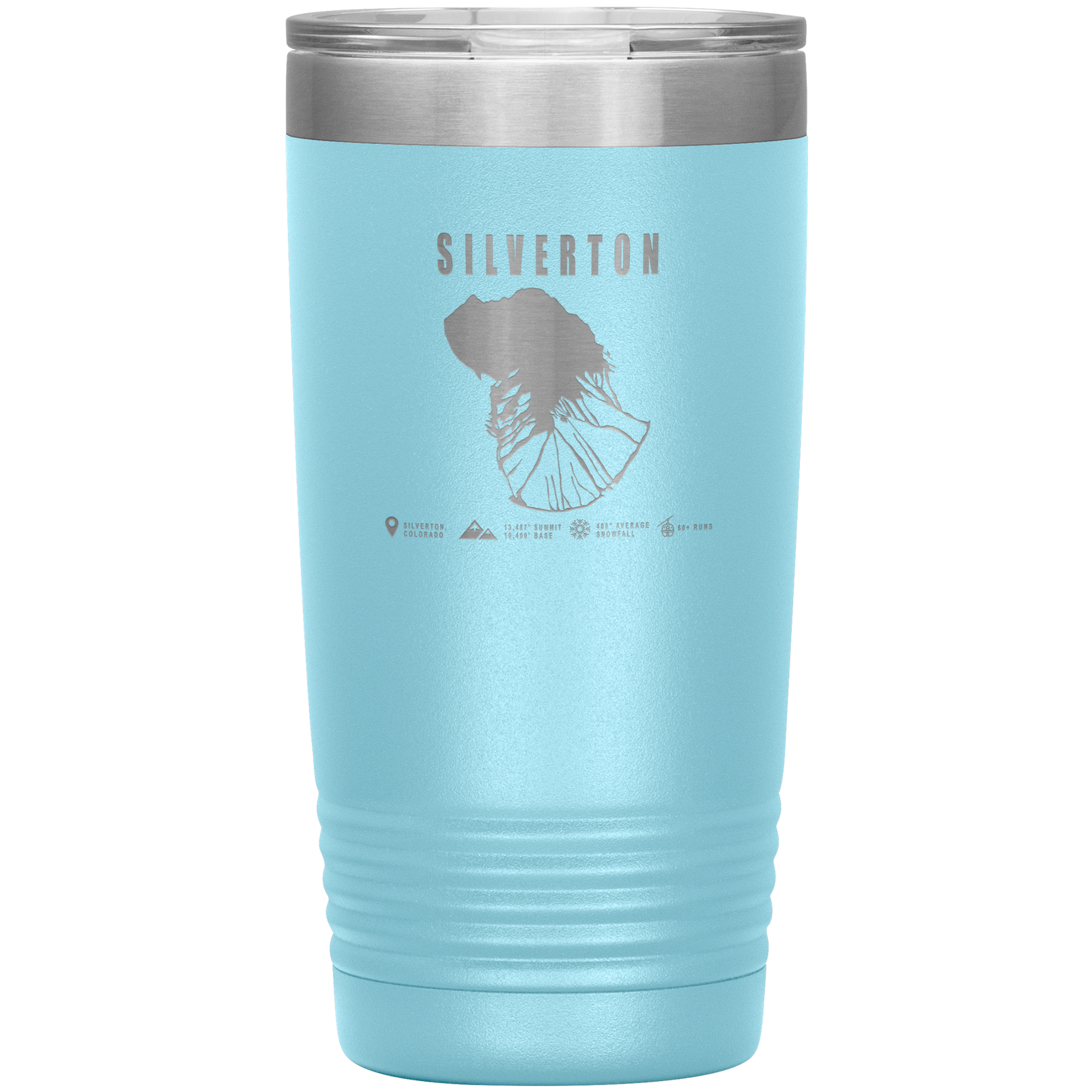 Silverton Colorado Ski Trail Map 20oz Tumbler - Powderaddicts