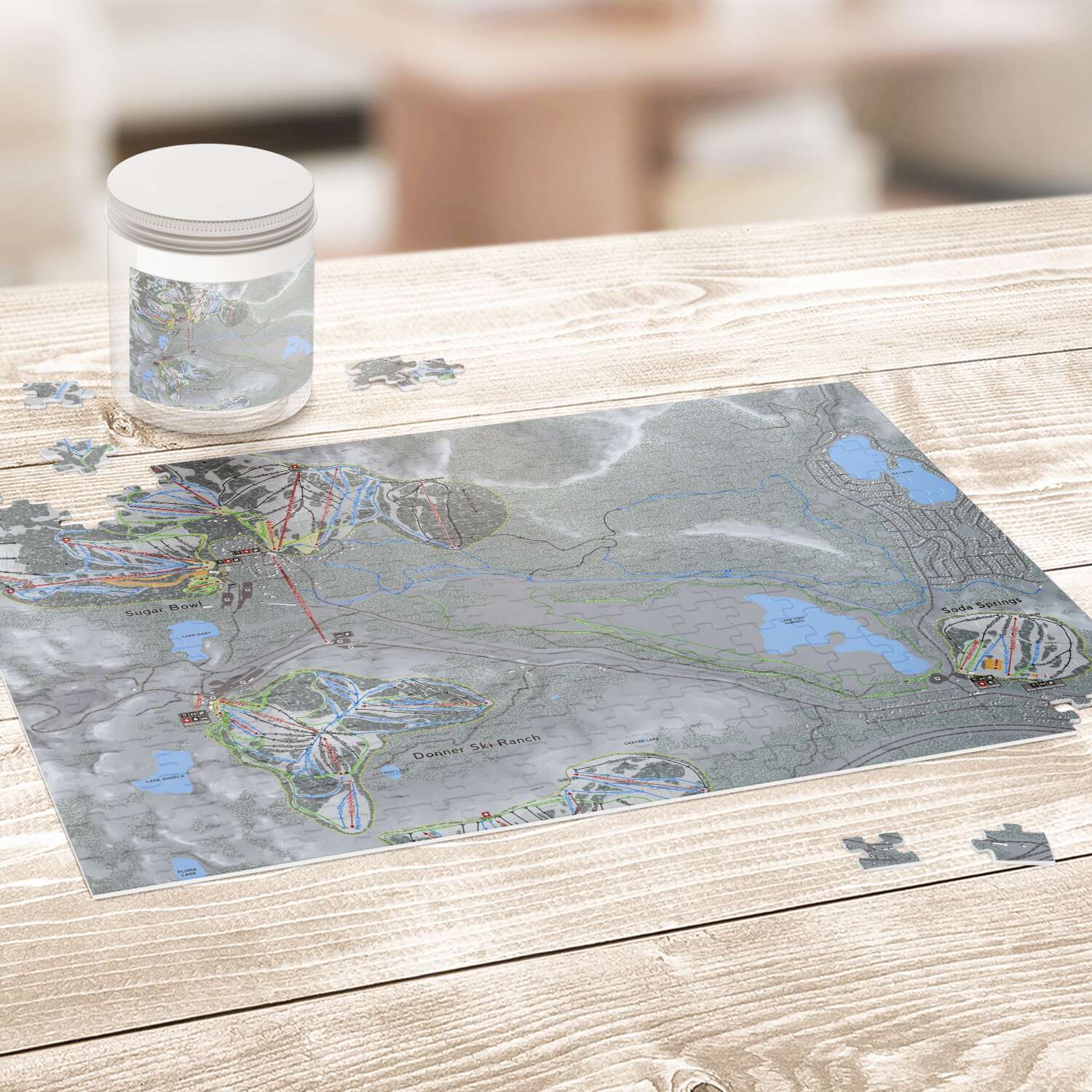 Donner Pass, California Ski Trail Map Puzzle - Powderaddicts