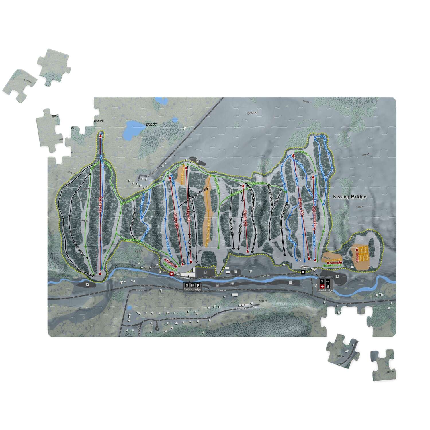 Kissing Bridge New York Ski Trail Map Puzzles - Powderaddicts