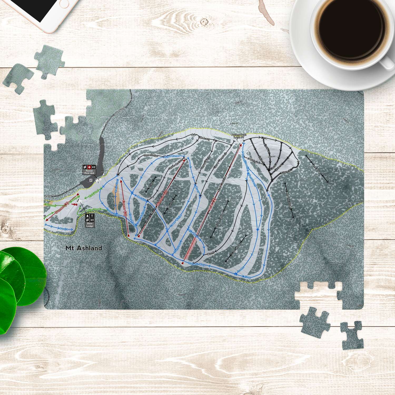 Mt Ashland Oregon Ski Trail Map Puzzle - Powderaddicts