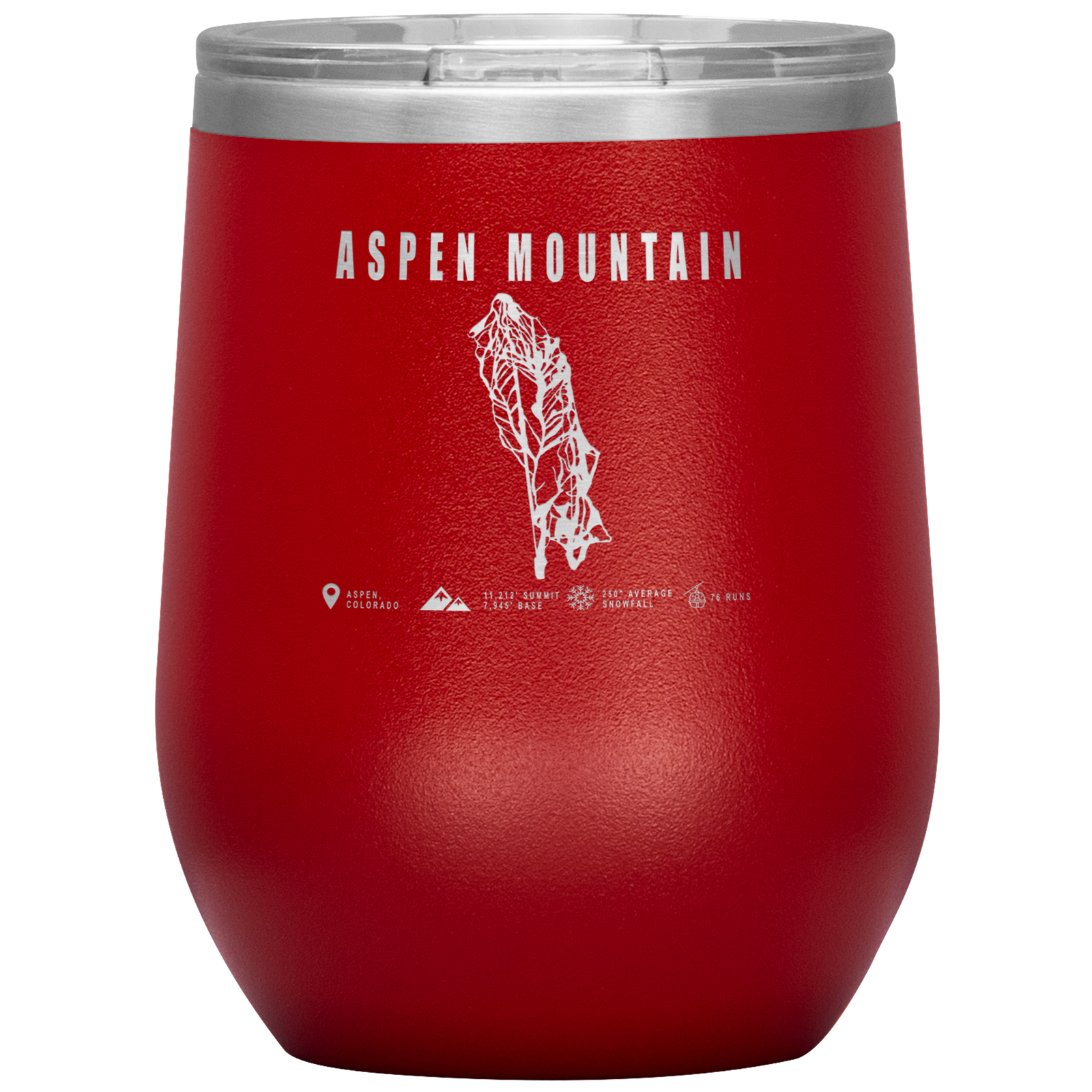 Aspen Mountain Colorado Ski Trail Map Wine 12oz Tumbler - Powderaddicts