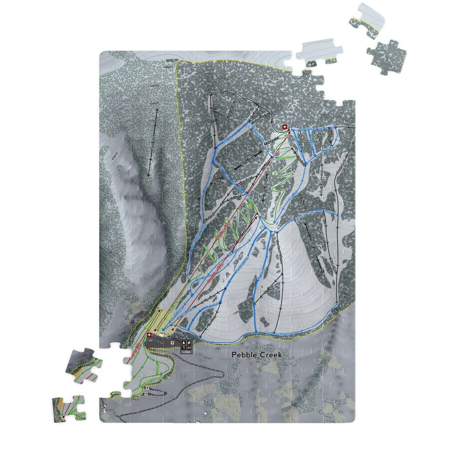 Pebble Creek, Idaho Ski Trail Map Puzzle - Powderaddicts