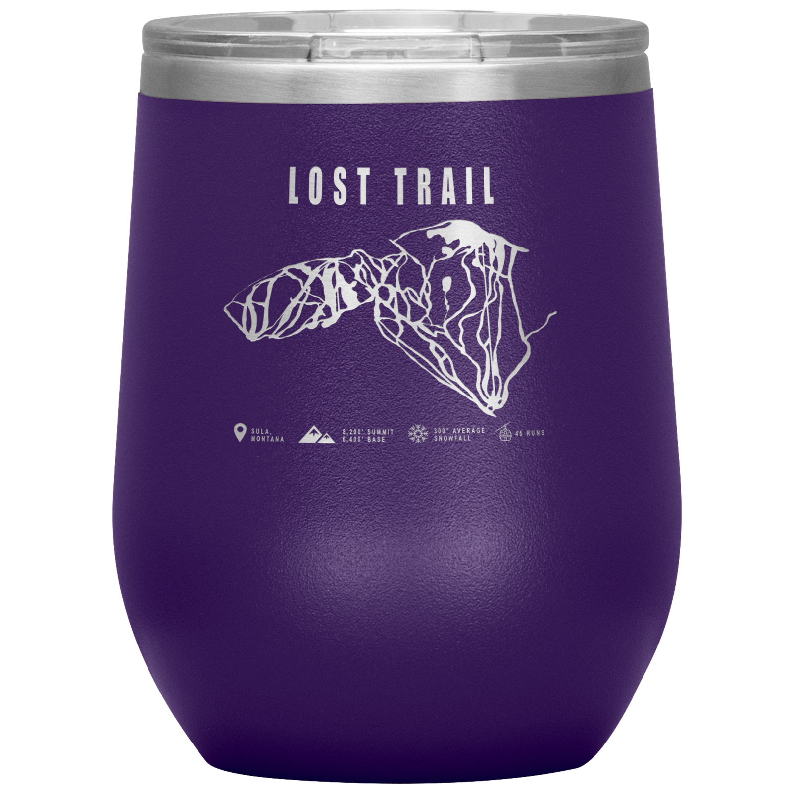 Lost Trail Montana Ski Trail Map Wine 12oz Tumbler - Powderaddicts
