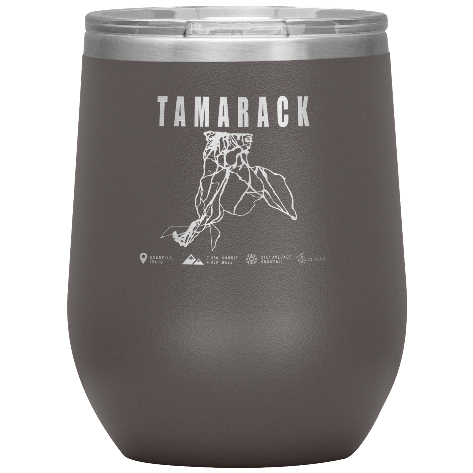 Tamarack Idaho Ski Trail Map Wine 12oz Tumbler - Powderaddicts