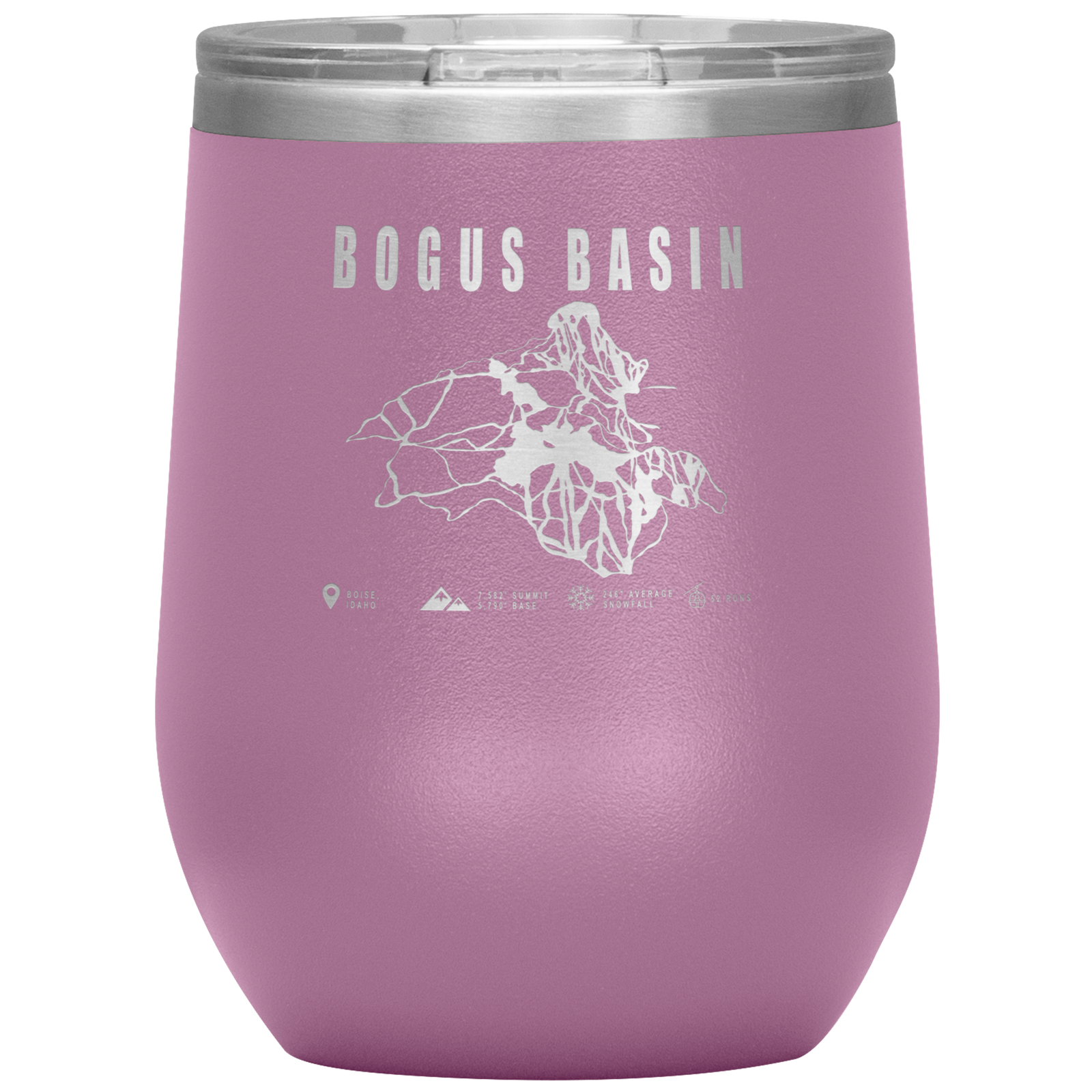 Bogus Basin Idaho Ski Trail Map Wine 12oz Tumbler - Powderaddicts