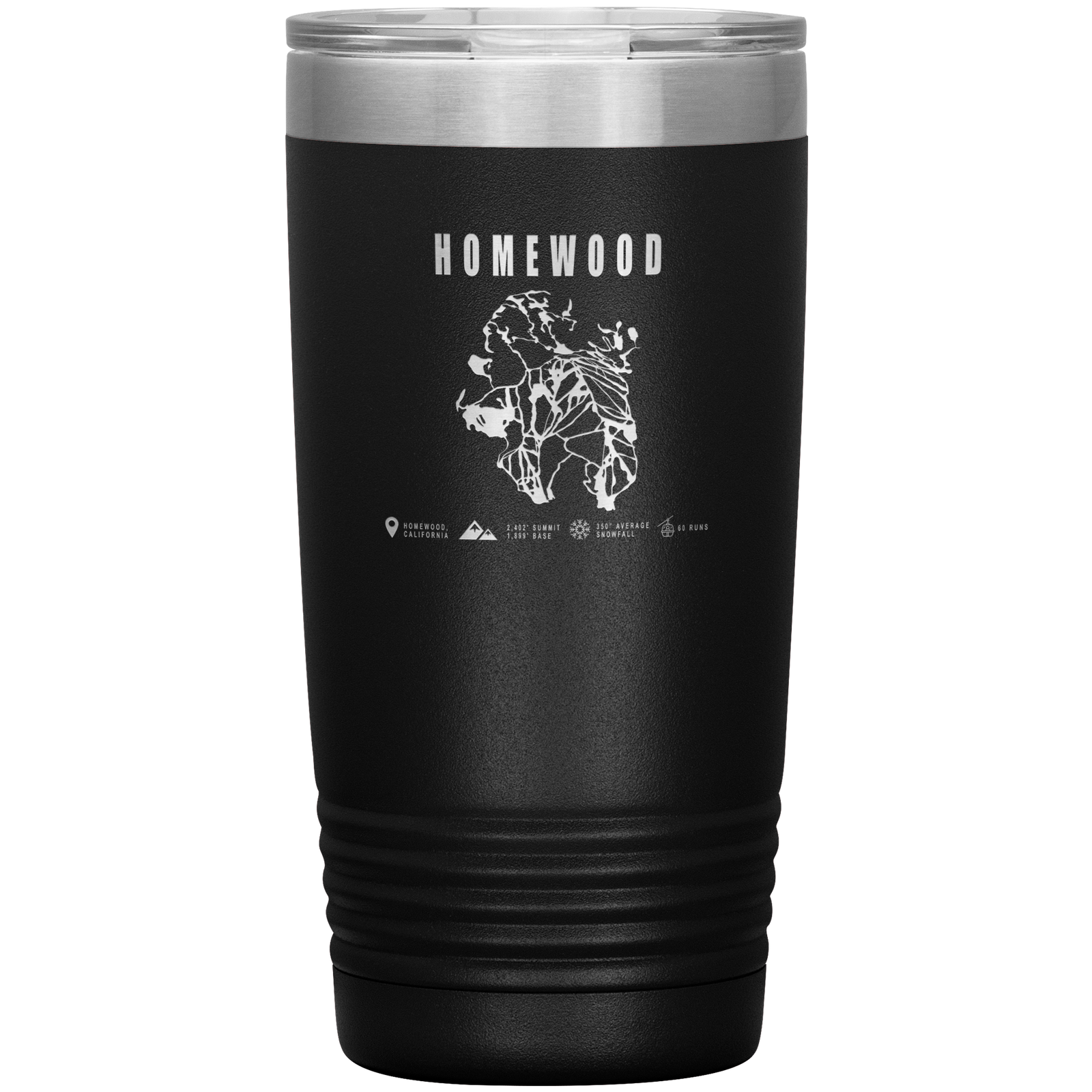 Homewood, California Ski Trail Map 20oz Tumbler - Powderaddicts