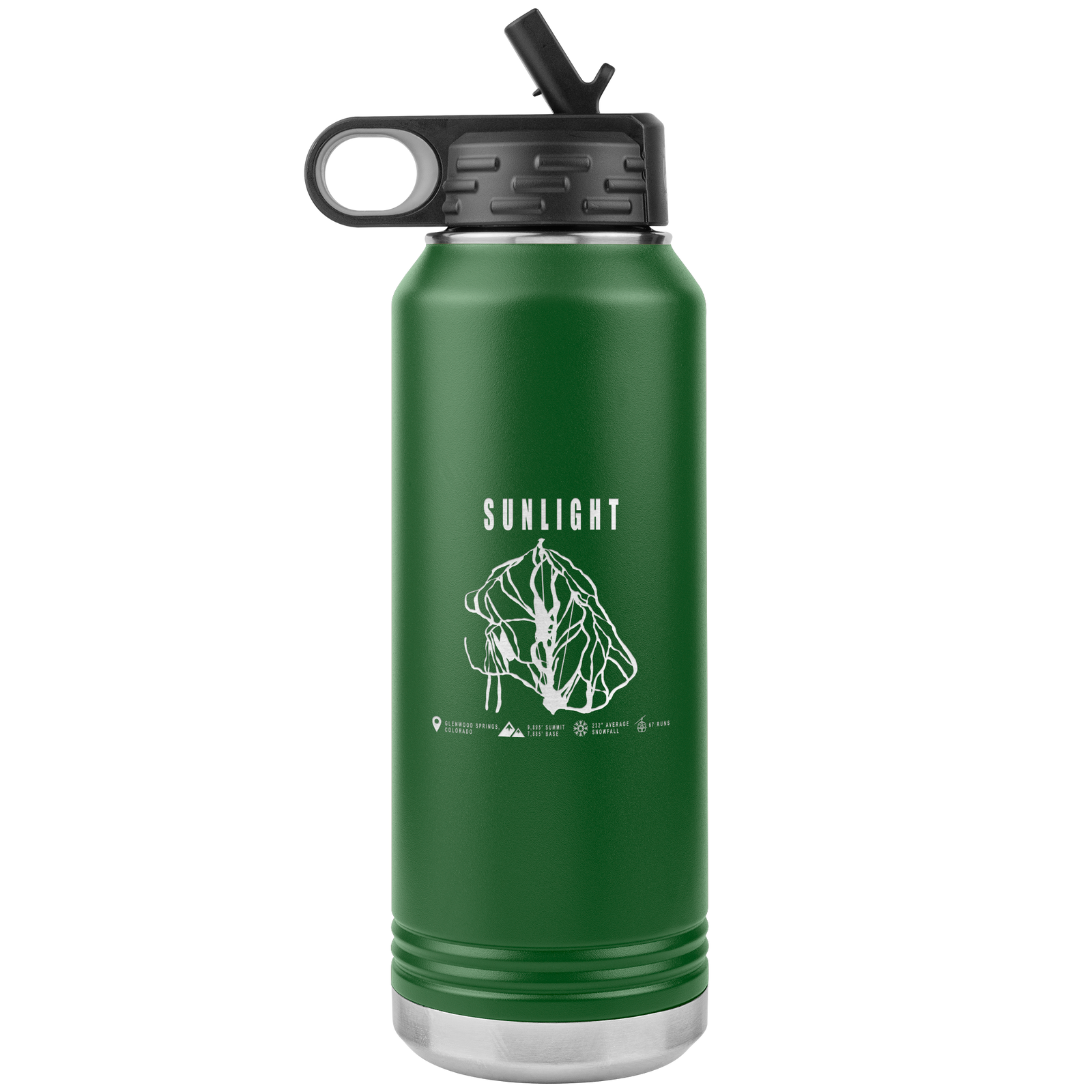 Sunlight Colorado Ski Trail Map 32oz Water Bottle Tumbler - Powderaddicts