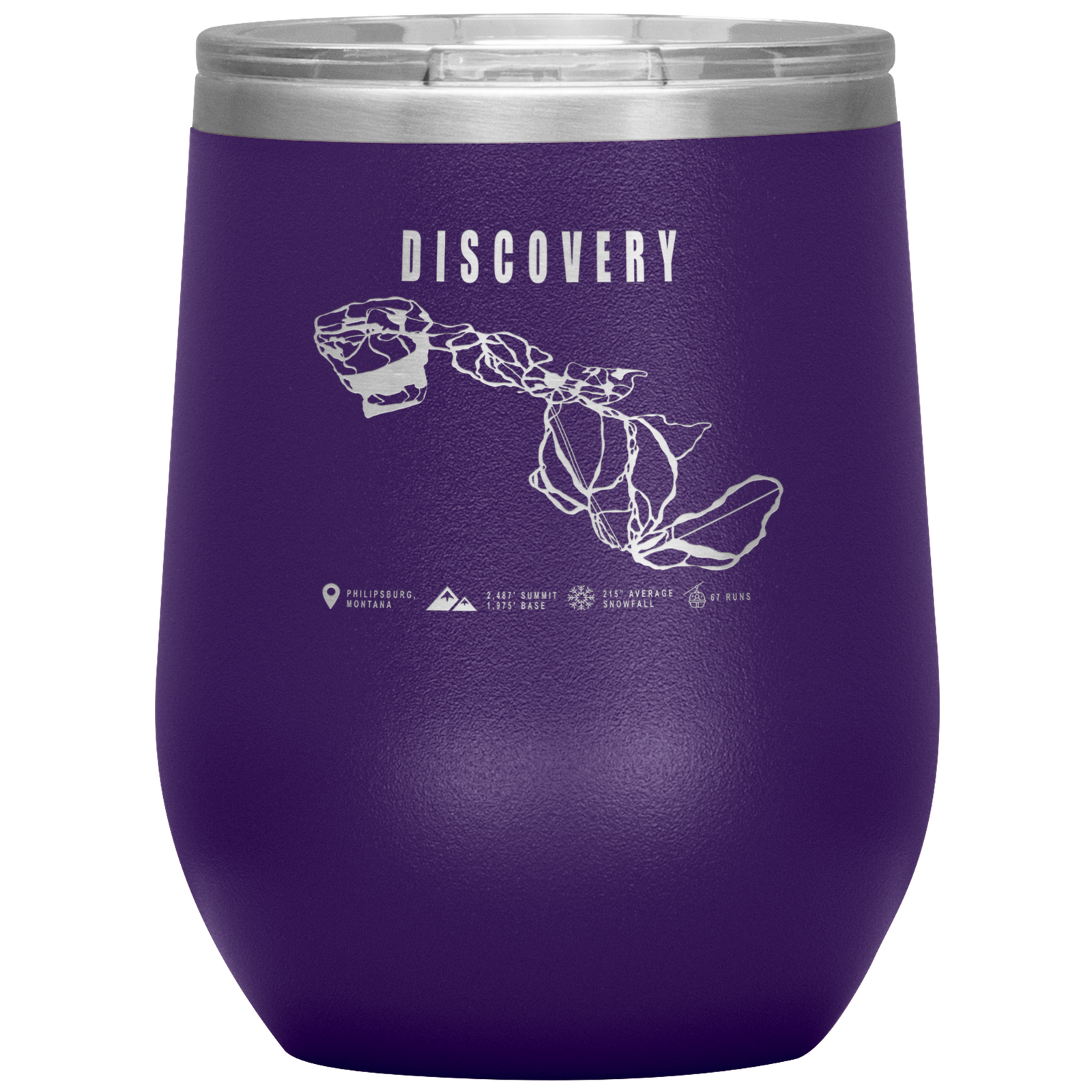 Discovery Montana Ski Trail Map Wine 12oz Tumbler - Powderaddicts