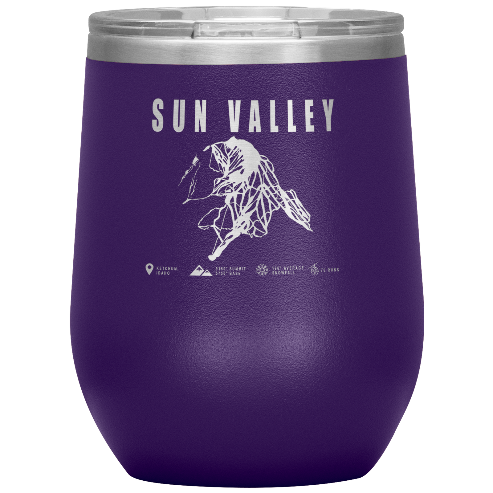 Sun Valley Idaho Ski Trail Map Wine 12oz Tumbler - Powderaddicts