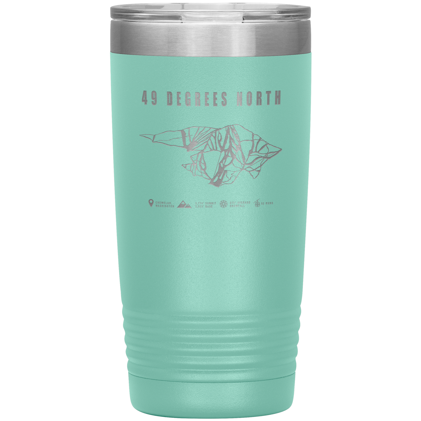 49 Degrees North, Washington Ski Trail Map 20oz Tumbler - Powderaddicts