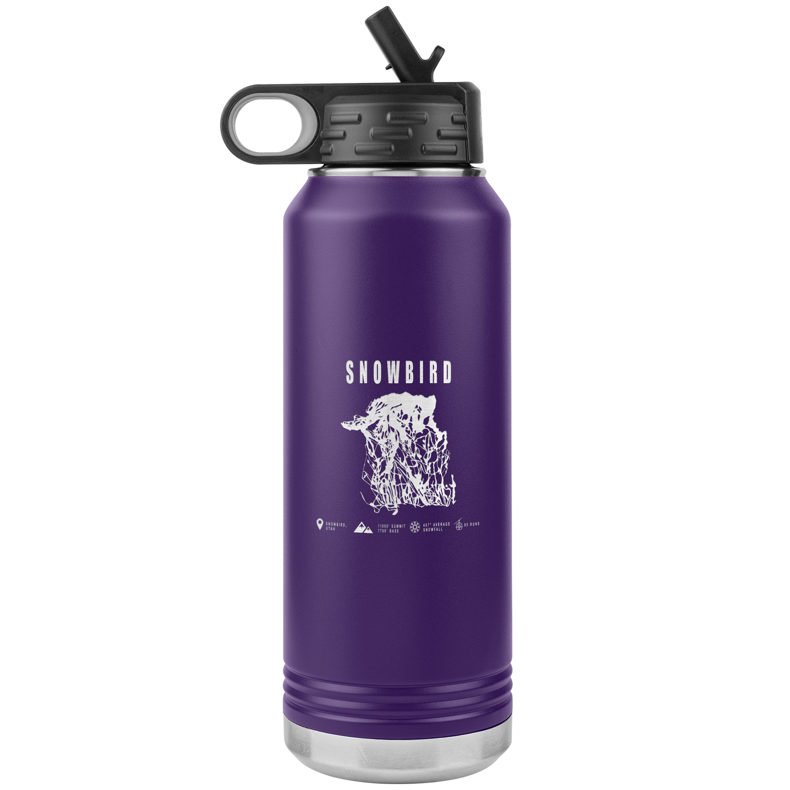 Snowbird,Utah Ski Trail Map 32oz Water Bottle Tumbler - Powderaddicts