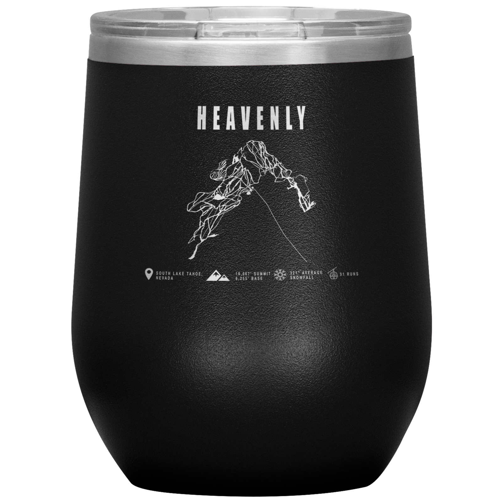 Heavenly, Nevada Ski Trail Map Wine 12oz Tumbler - Powderaddicts