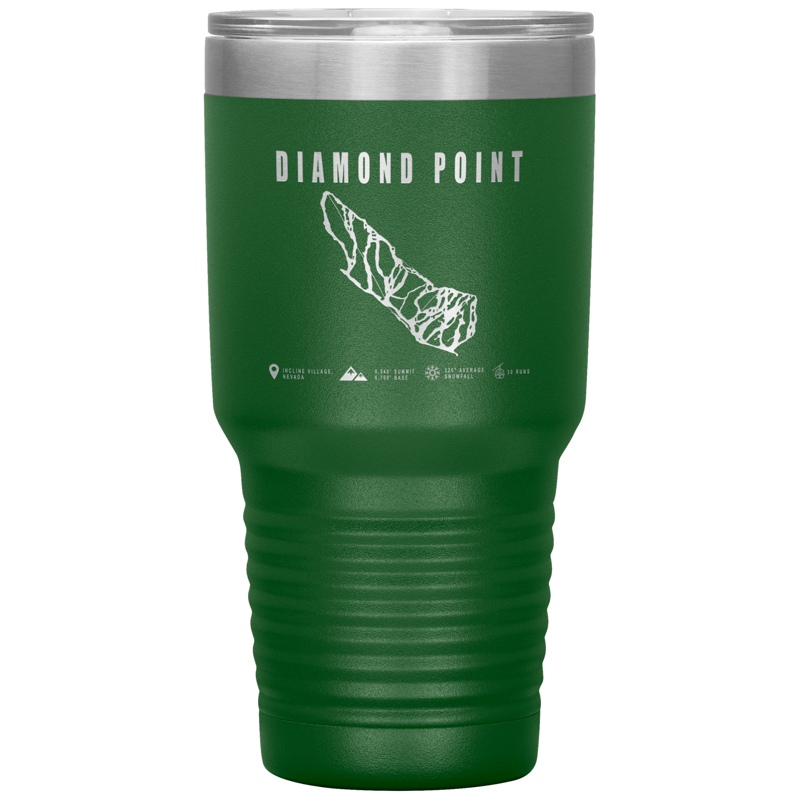 Diamond Point, Nevada Ski Trail Map 30oz Tumbler - Powderaddicts