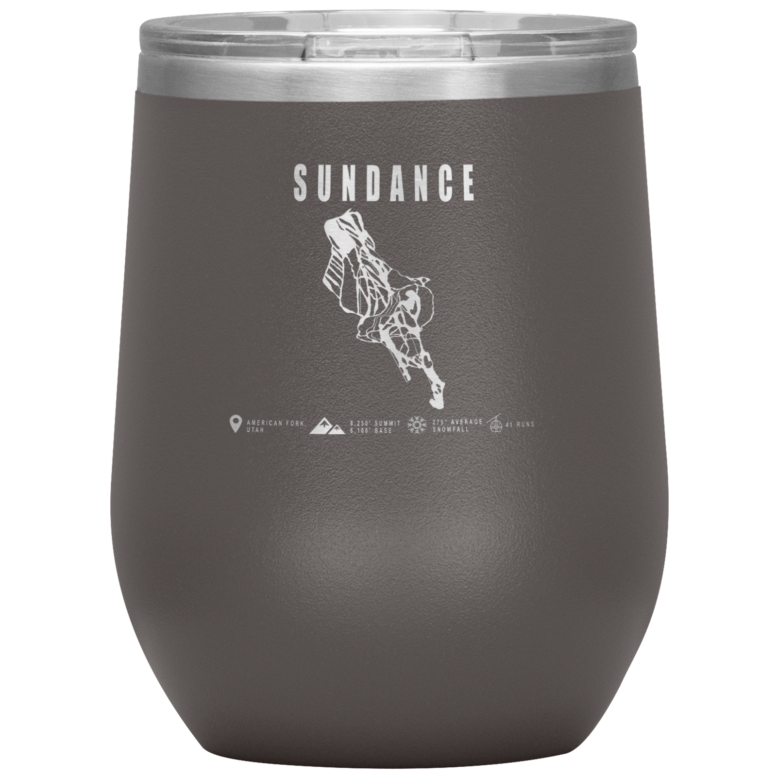 Sundance,Utah Ski Trail Map Wine 12oz Tumbler - Powderaddicts