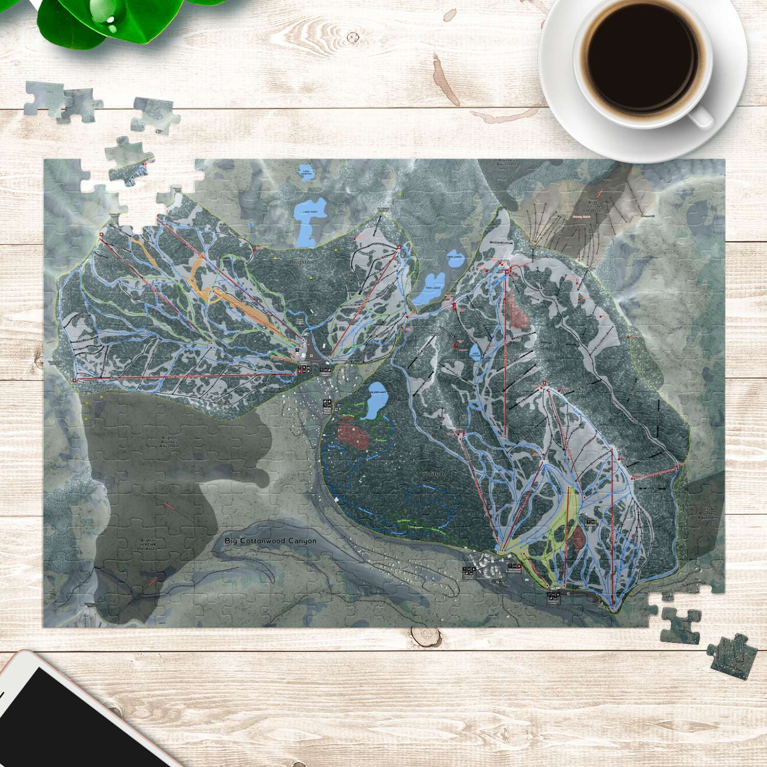 Big Cottonwood, Utah Ski Trail Map puzzle - Powderaddicts