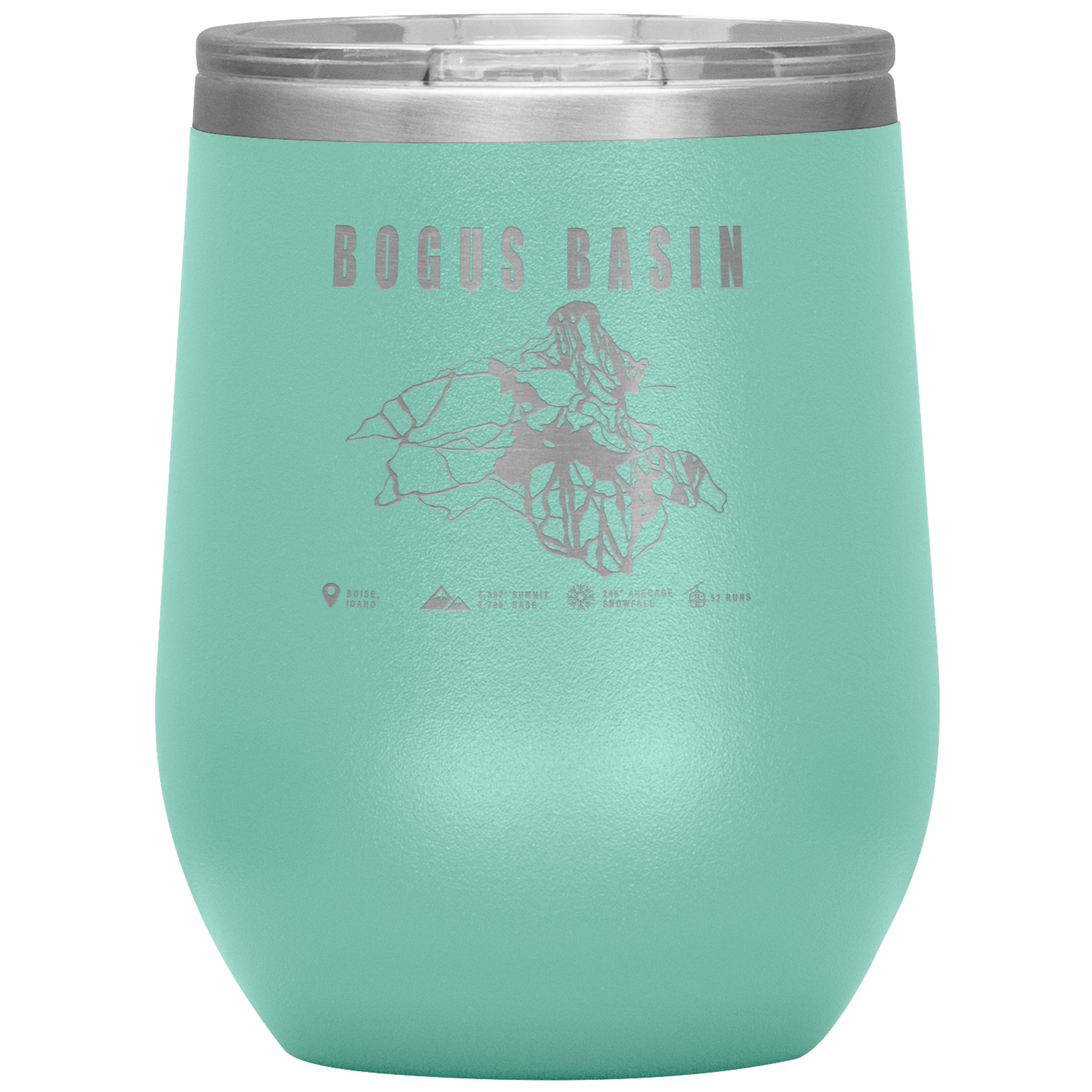 Bogus Basin Idaho Ski Trail Map Wine 12oz Tumbler - Powderaddicts