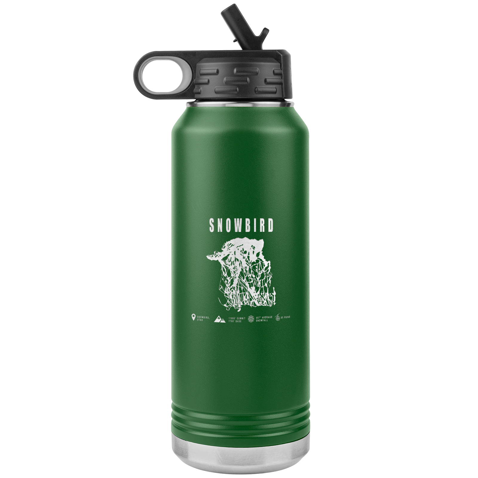 Snowbird,Utah Ski Trail Map 32oz Water Bottle Tumbler - Powderaddicts