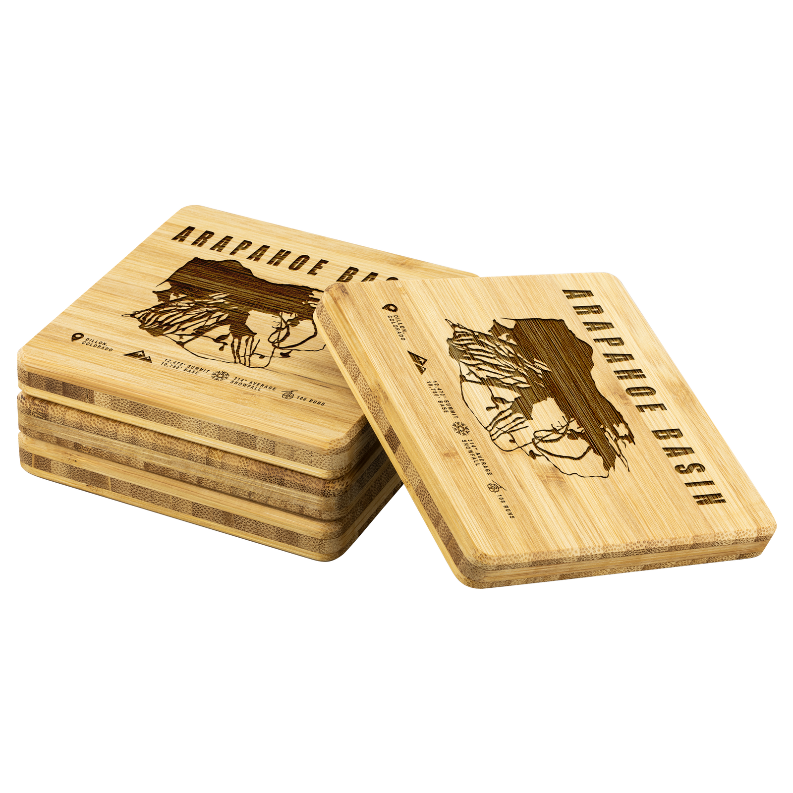 Arapahoe Basin,Colorado Ski Resort Bamboo Coaster - Powderaddicts