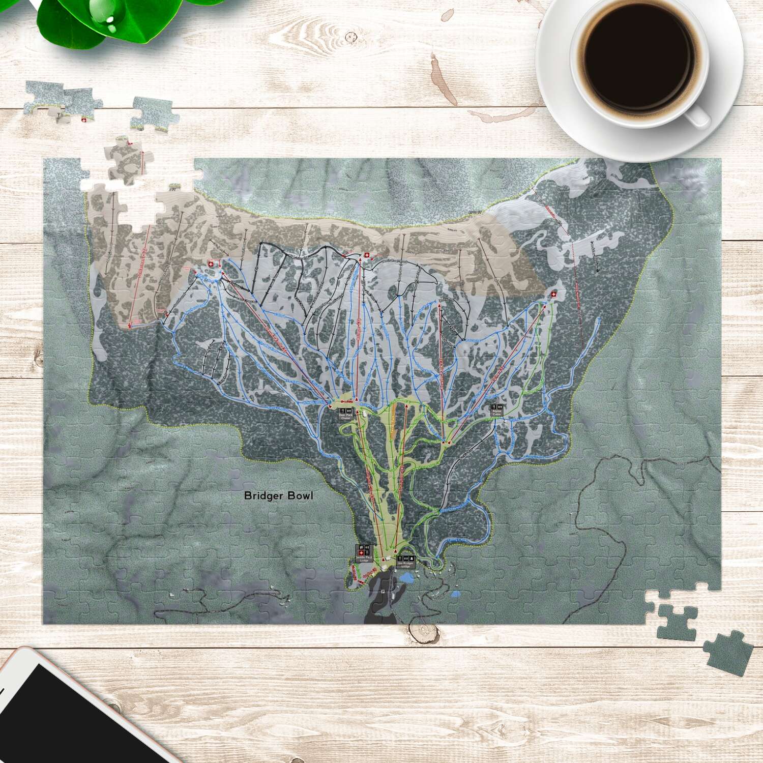 Bridger Bowl Montana Ski Trail Map Puzzle - Powderaddicts