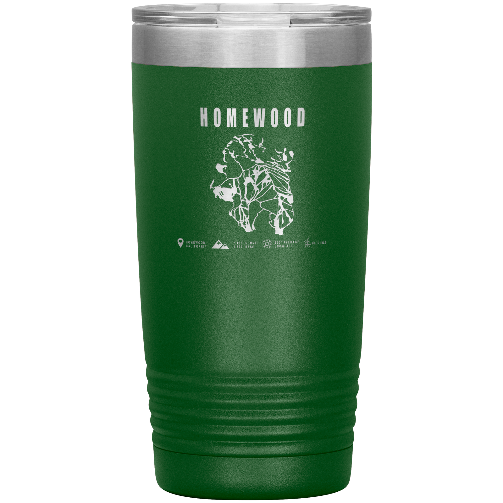 Homewood, California Ski Trail Map 20oz Tumbler - Powderaddicts
