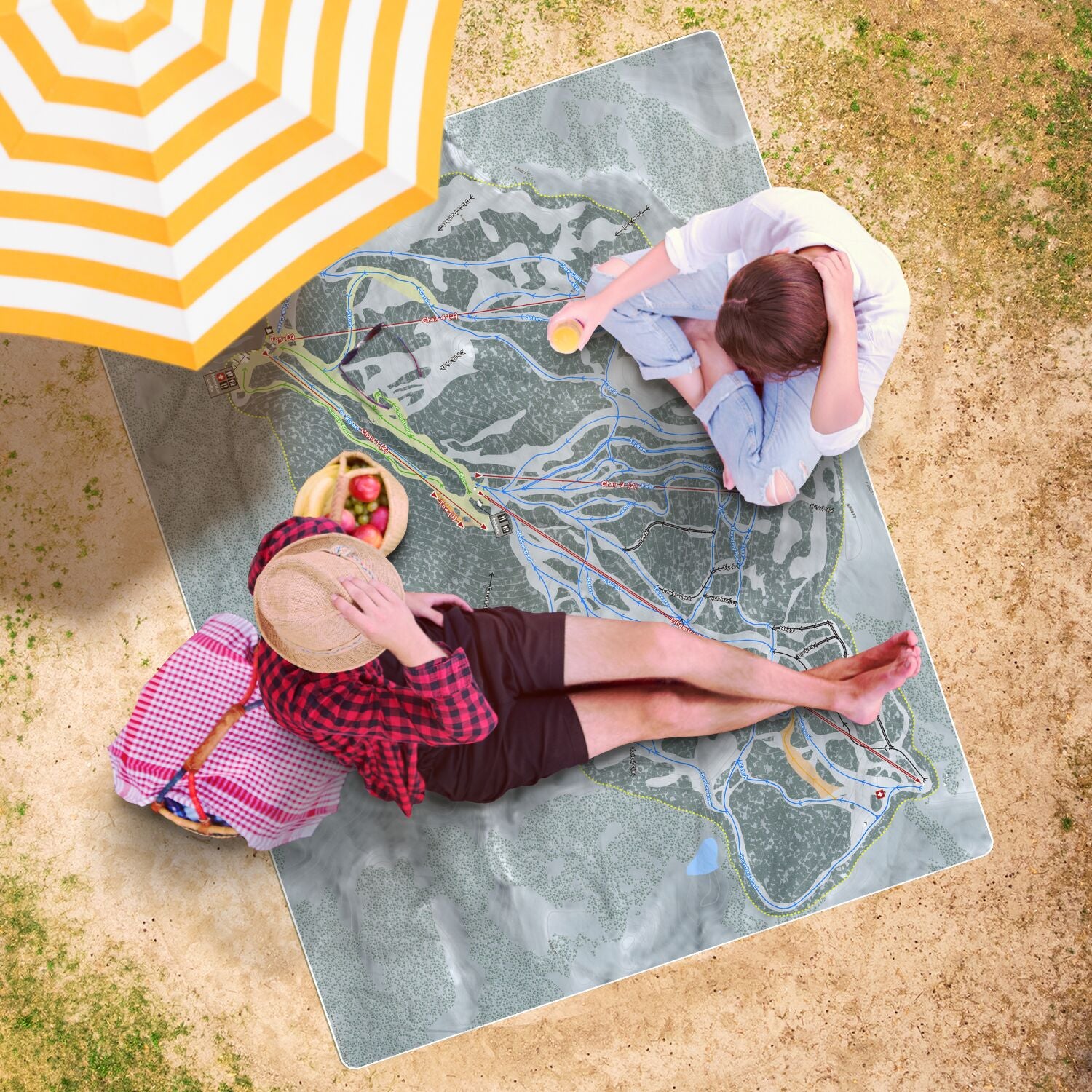 Mission Ridge, Washington Ski Resort Map Printed Beach Towel - Powderaddicts