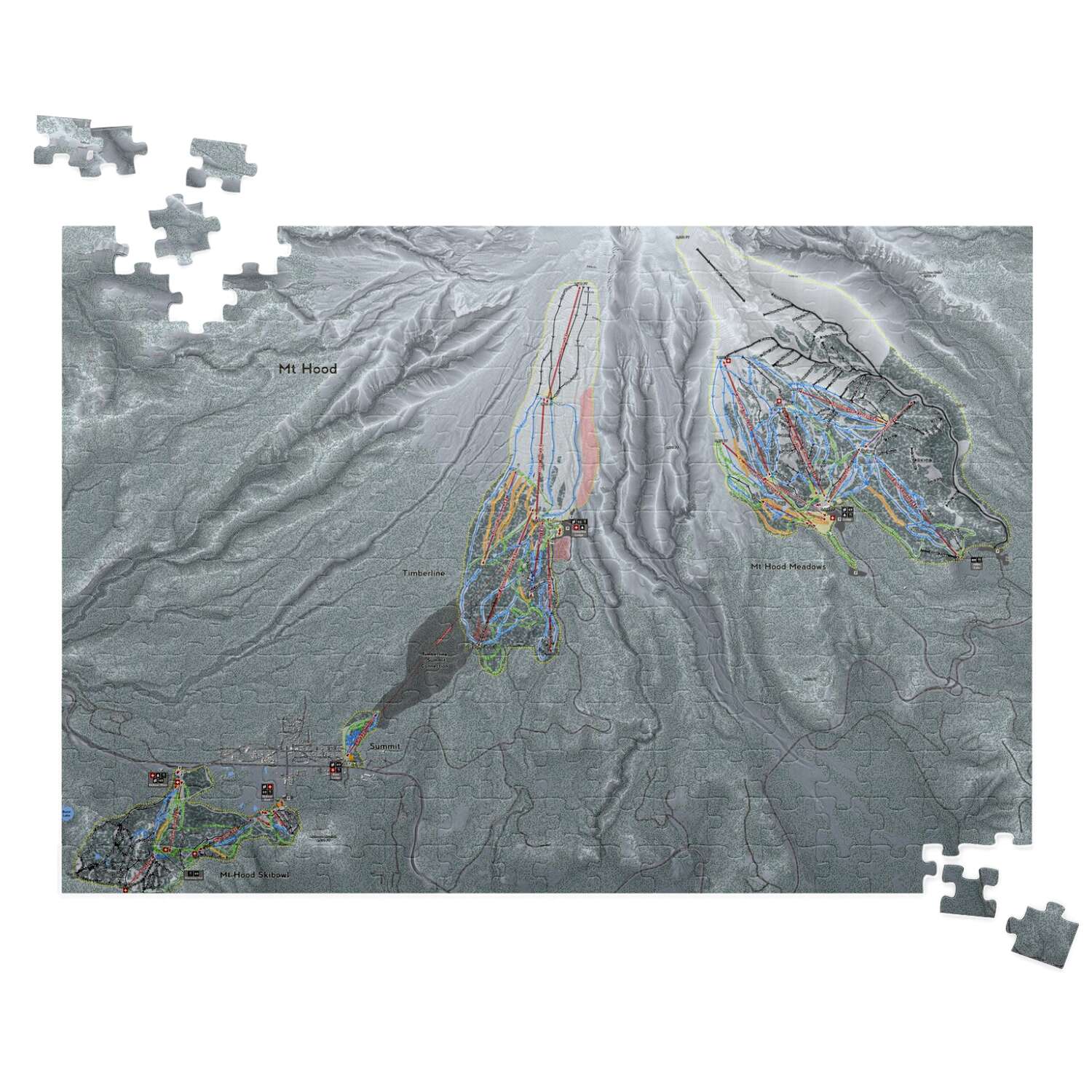 Mt Hood Oregon Ski Trail Map Puzzle - Powderaddicts