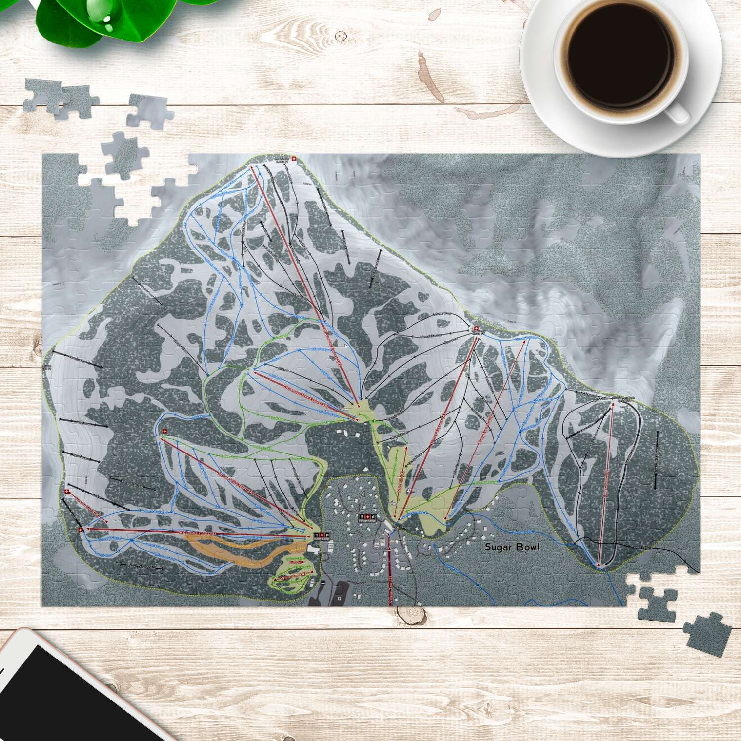 Sugar Bowl, California Ski Trail Map Puzzle - Powderaddicts