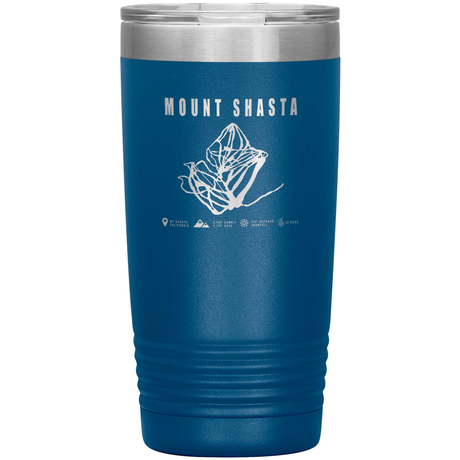 Mount Shasta, California Ski Trail Map 20oz Tumbler - Powderaddicts
