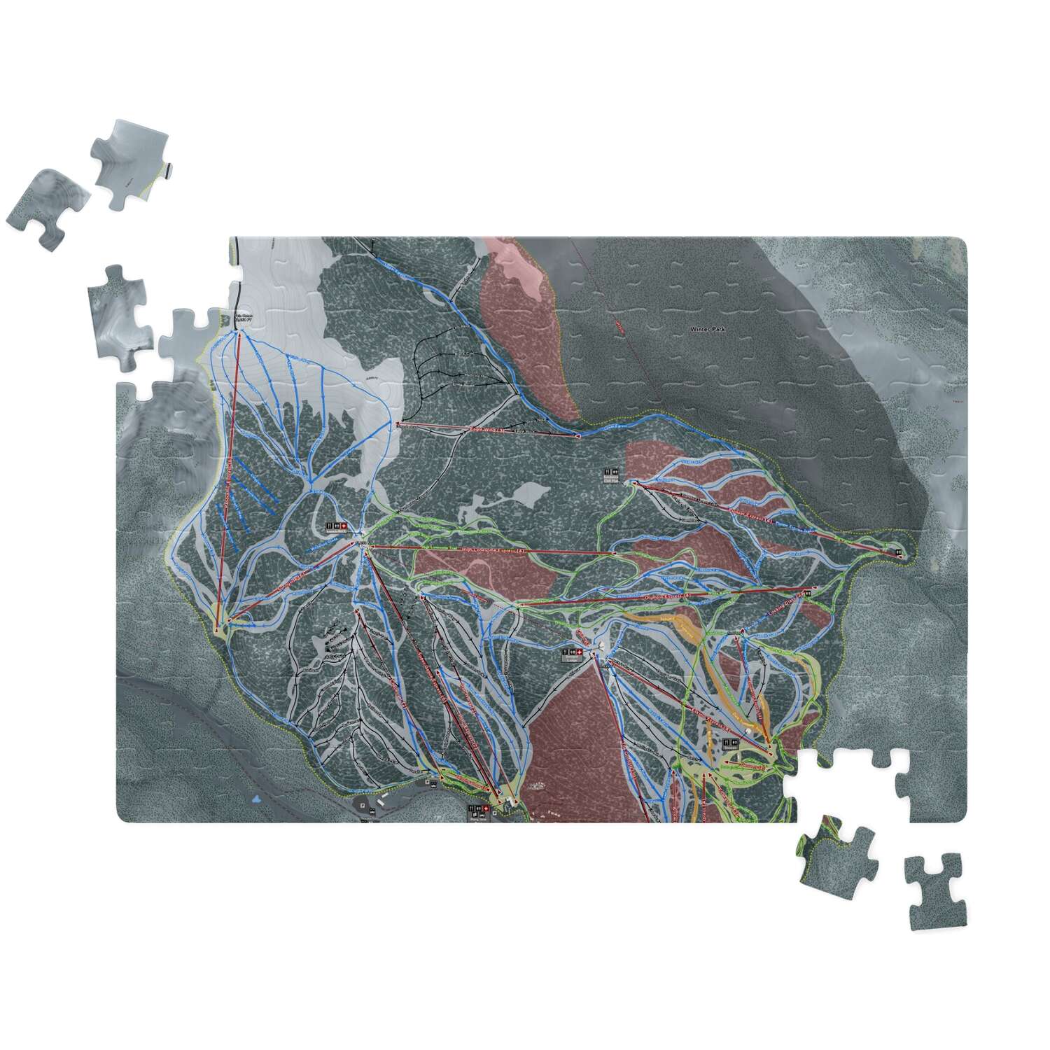 WinterPark, Colorado Ski Trail Map Puzzles - Powderaddicts