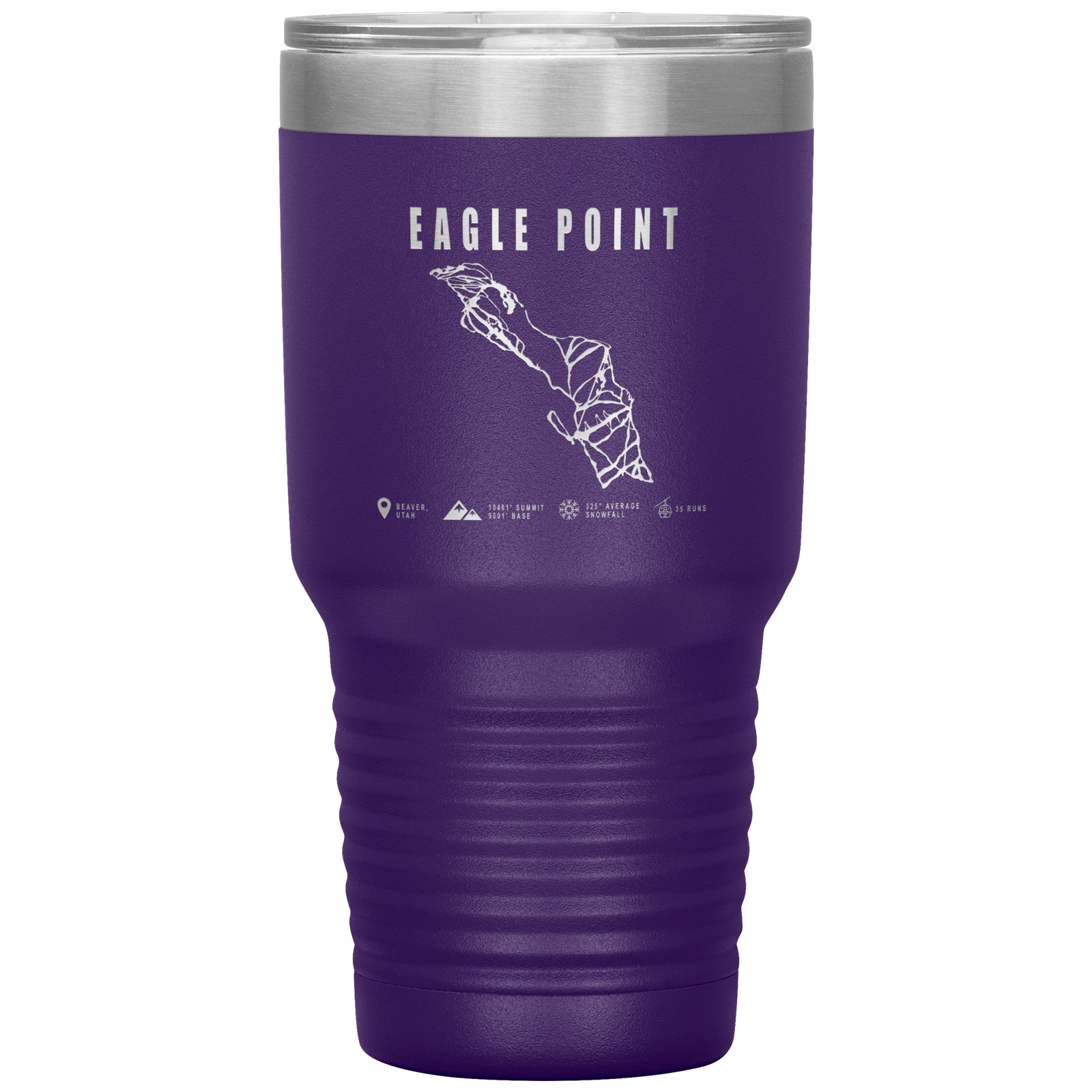 Eagle Point,Utah Ski Trail Map 30oz Tumbler - Powderaddicts
