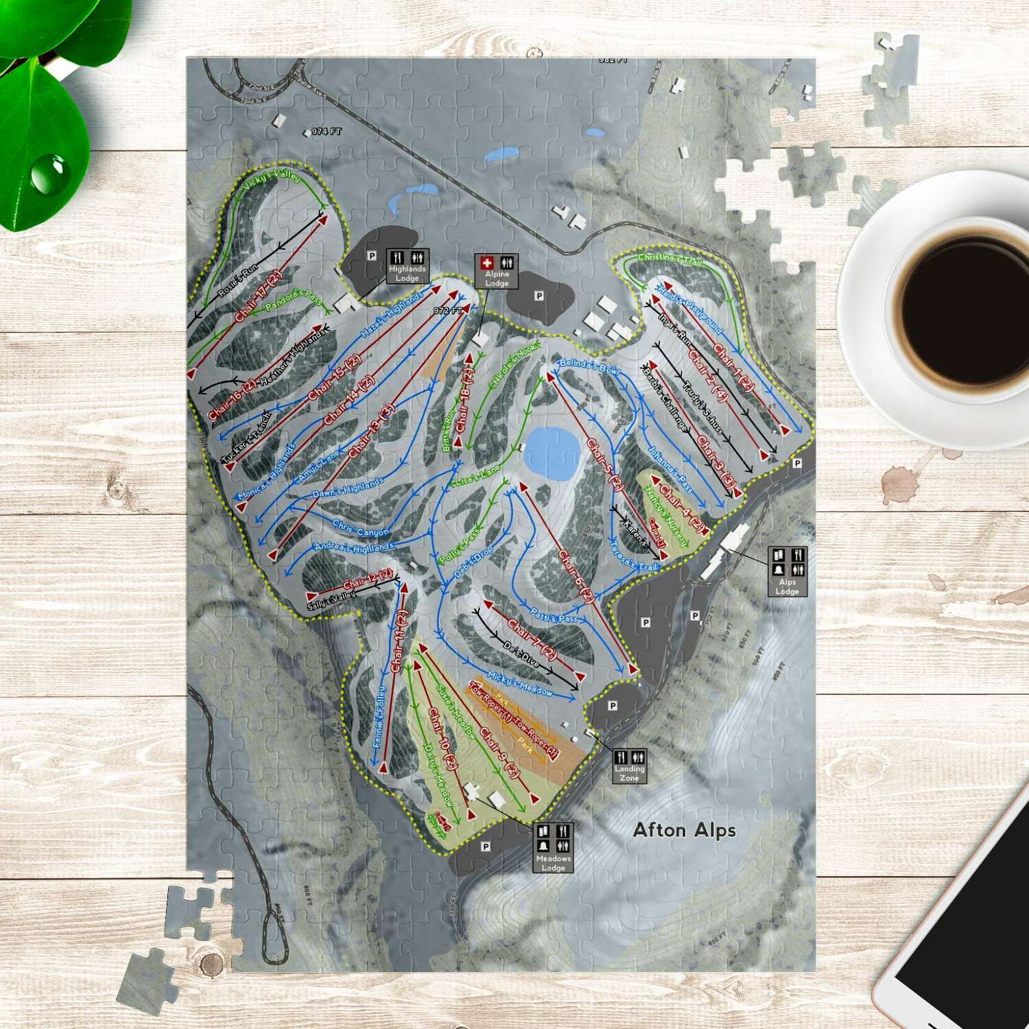 Afton Alps, Minnesota Ski Trail Map Puzzle - Powderaddicts
