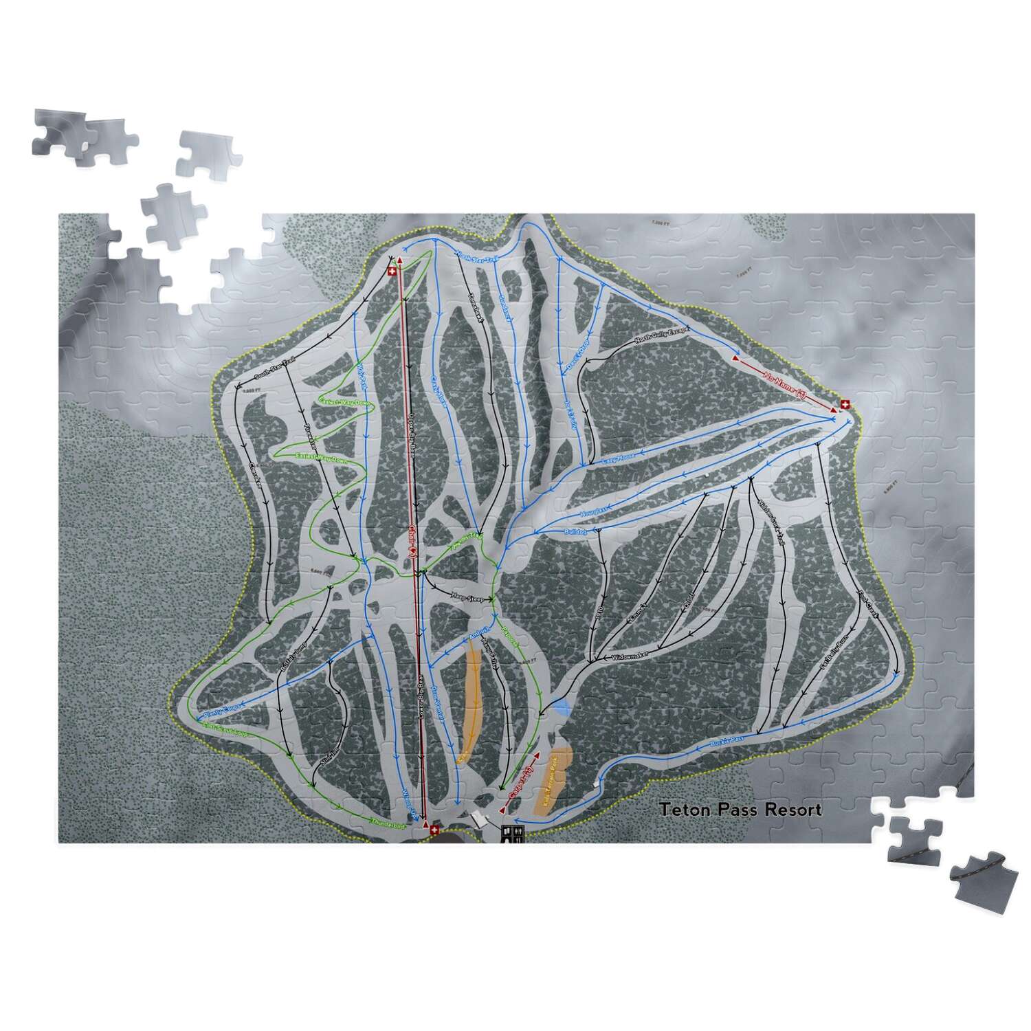 Teton Pass Montana Ski Trail Map Puzzle - Powderaddicts