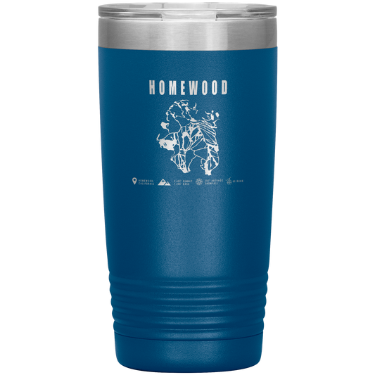 Homewood, California Ski Trail Map 20oz Tumbler - Powderaddicts