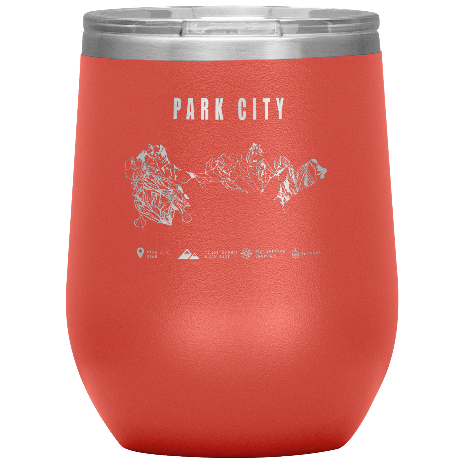 Park city,Utah Ski Trail Map Wine 12oz Tumbler - Powderaddicts