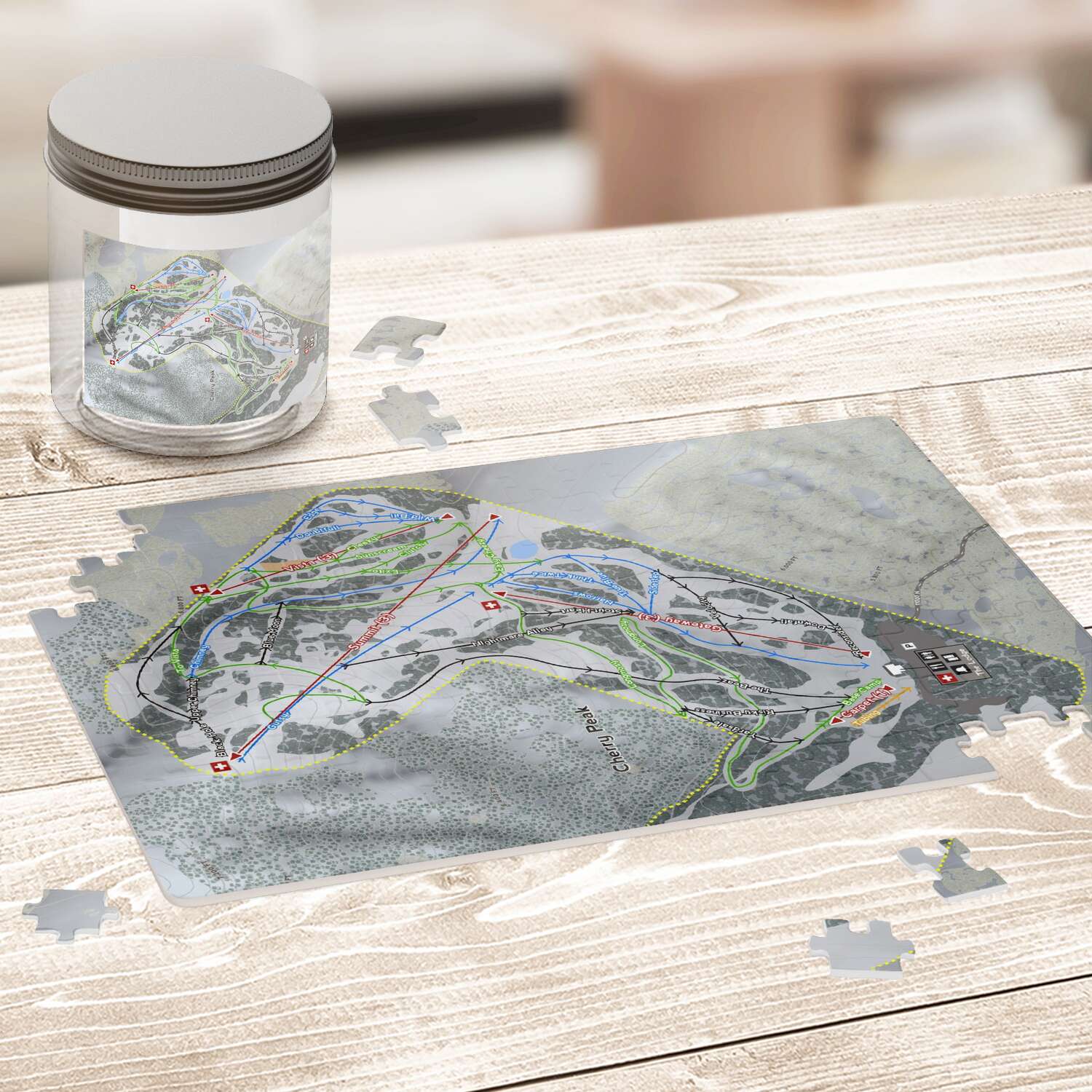 Cherry Peak, Utah Ski Trail Map Puzzle - Powderaddicts