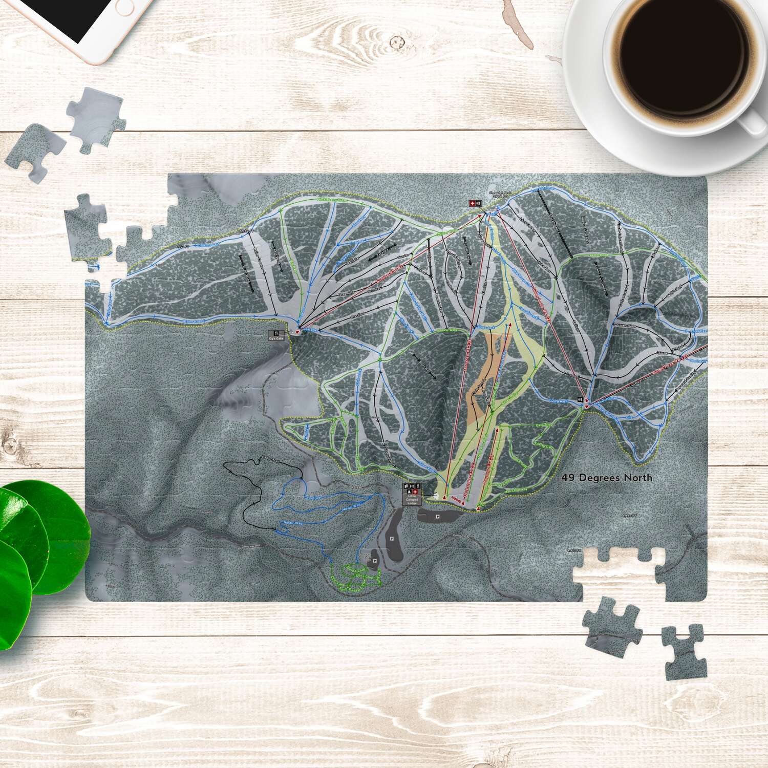 49 Degrees North Washington Ski Map Resort Puzzle - Powderaddicts