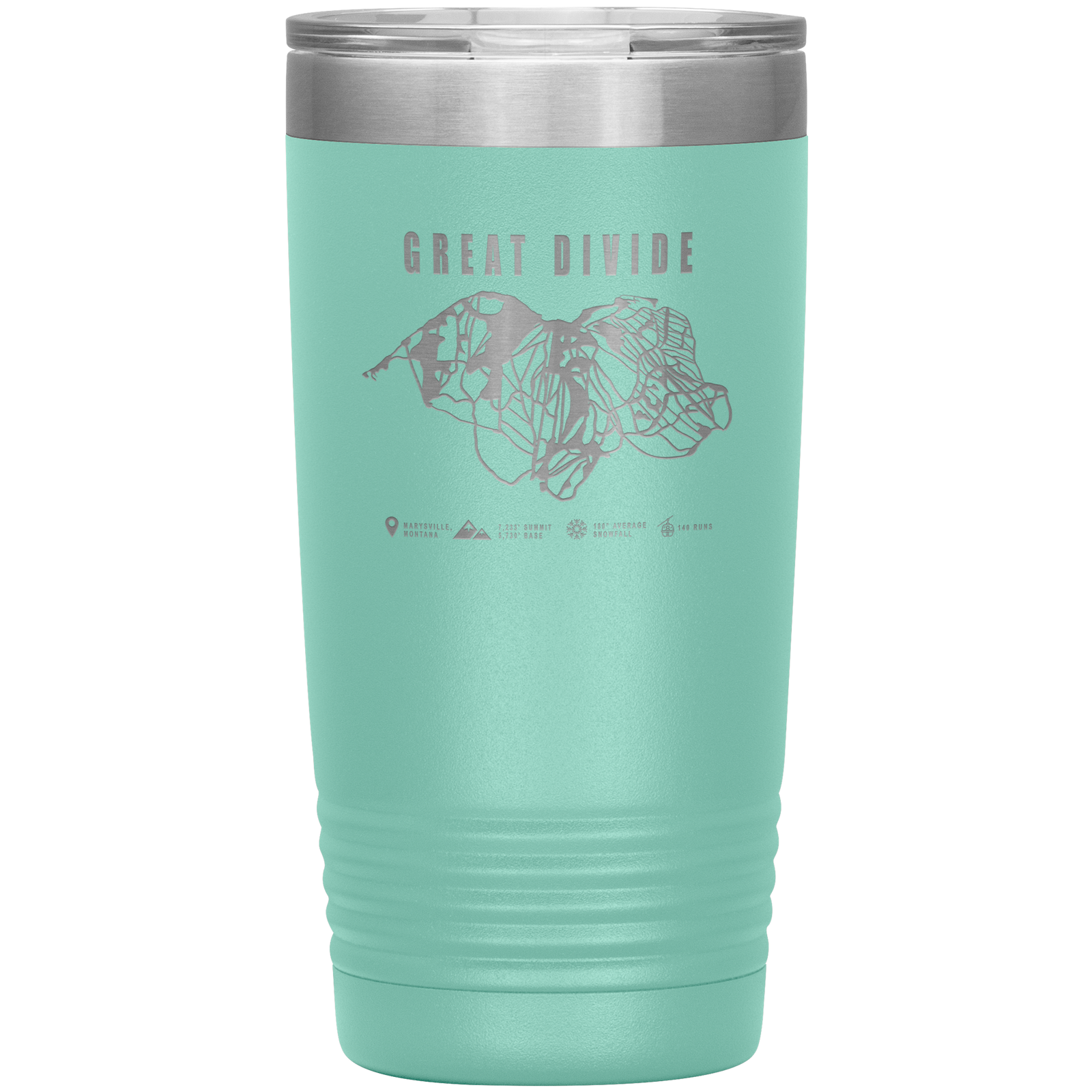 Great Divide Montana Ski Trail Map 20oz Tumbler - Powderaddicts