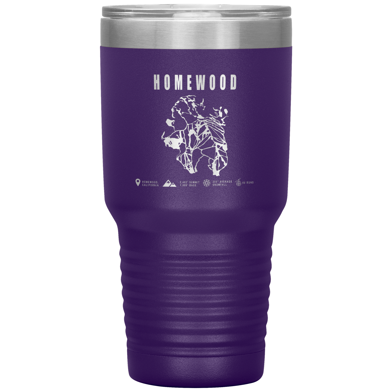 Homewood, California Ski Trail Map 30oz Tumbler - Powderaddicts