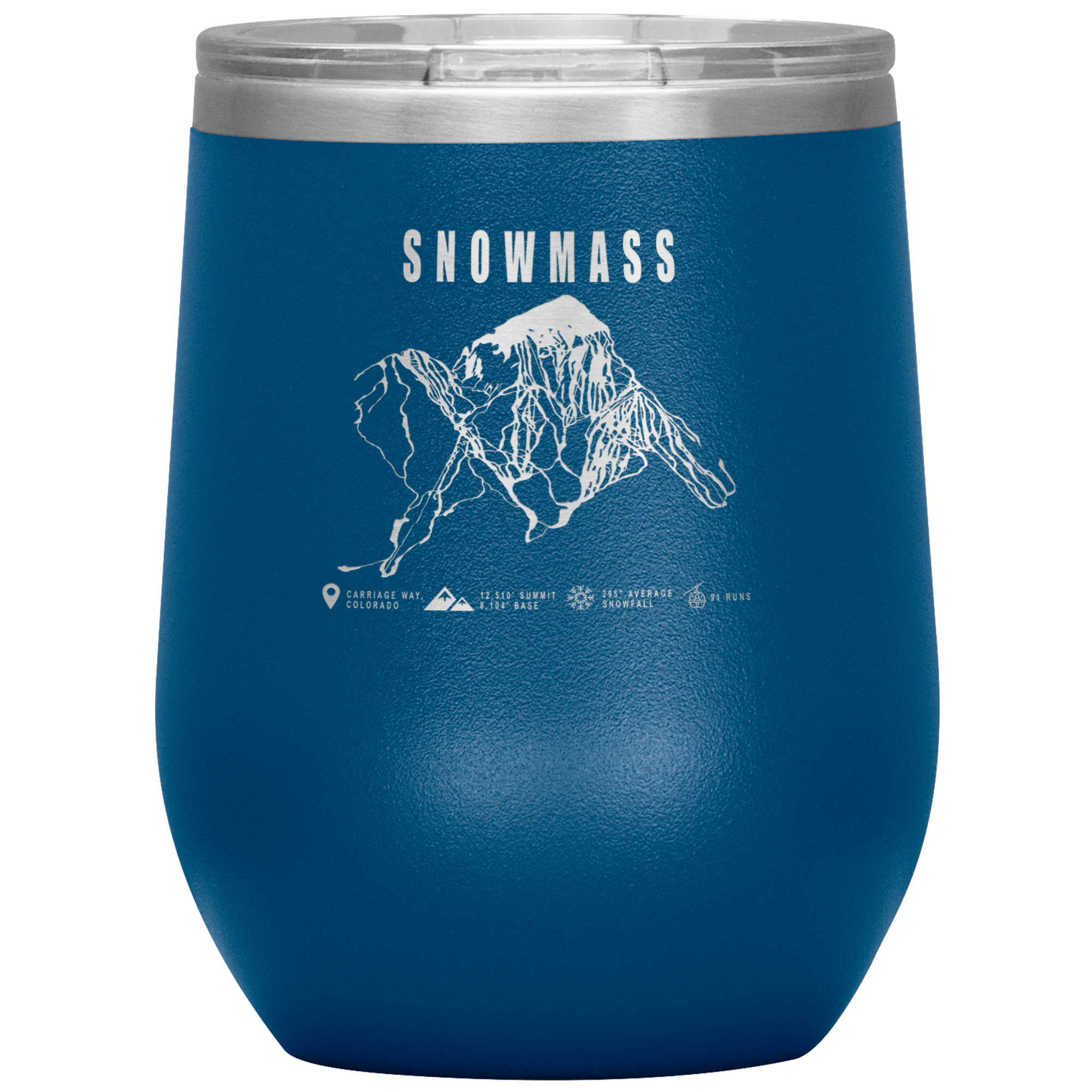 Snowmass Colorado Ski Trail Map Wine 12oz Tumbler - Powderaddicts