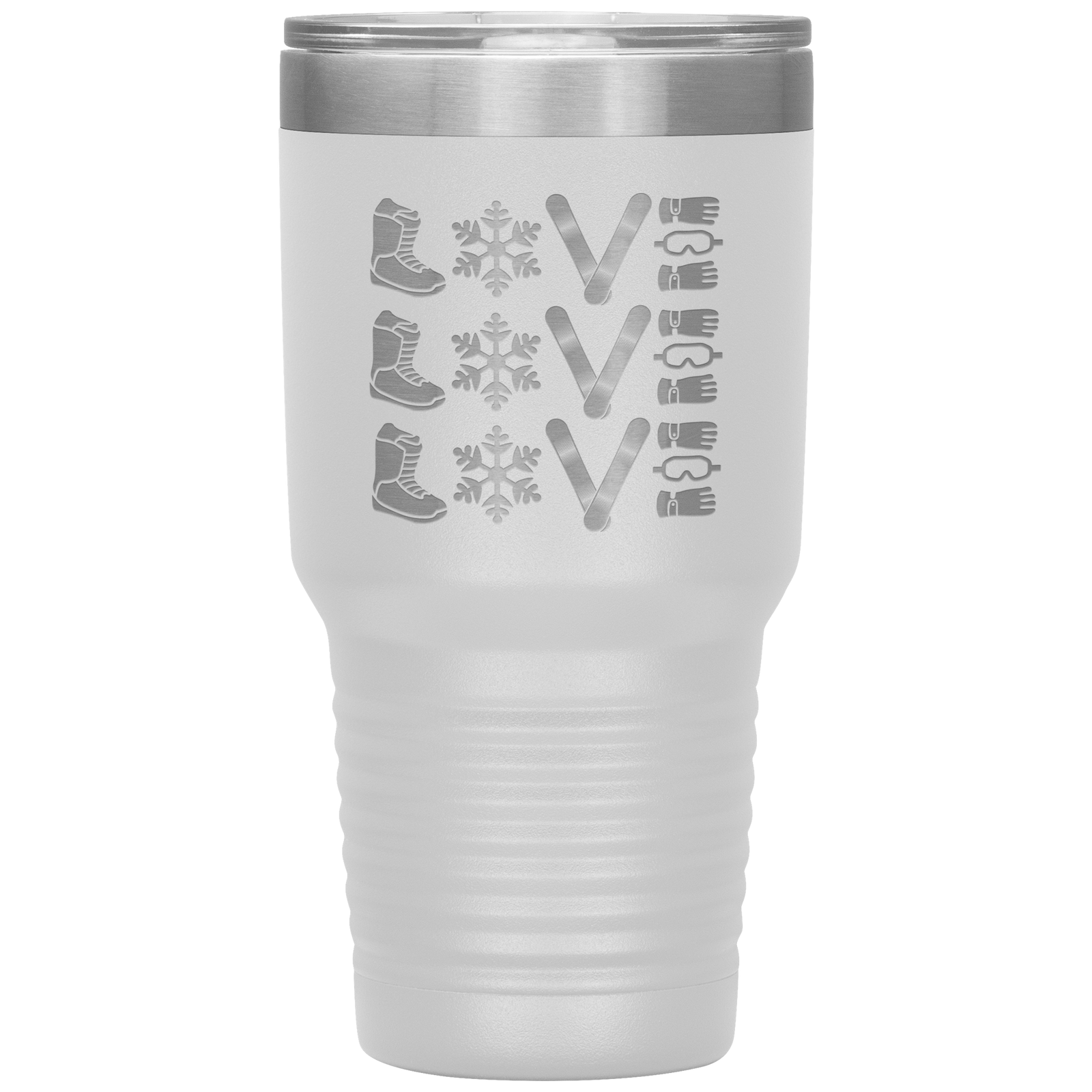 Triple LOVE Snowboard 30oz Laser Etched Tumbler - Powderaddicts
