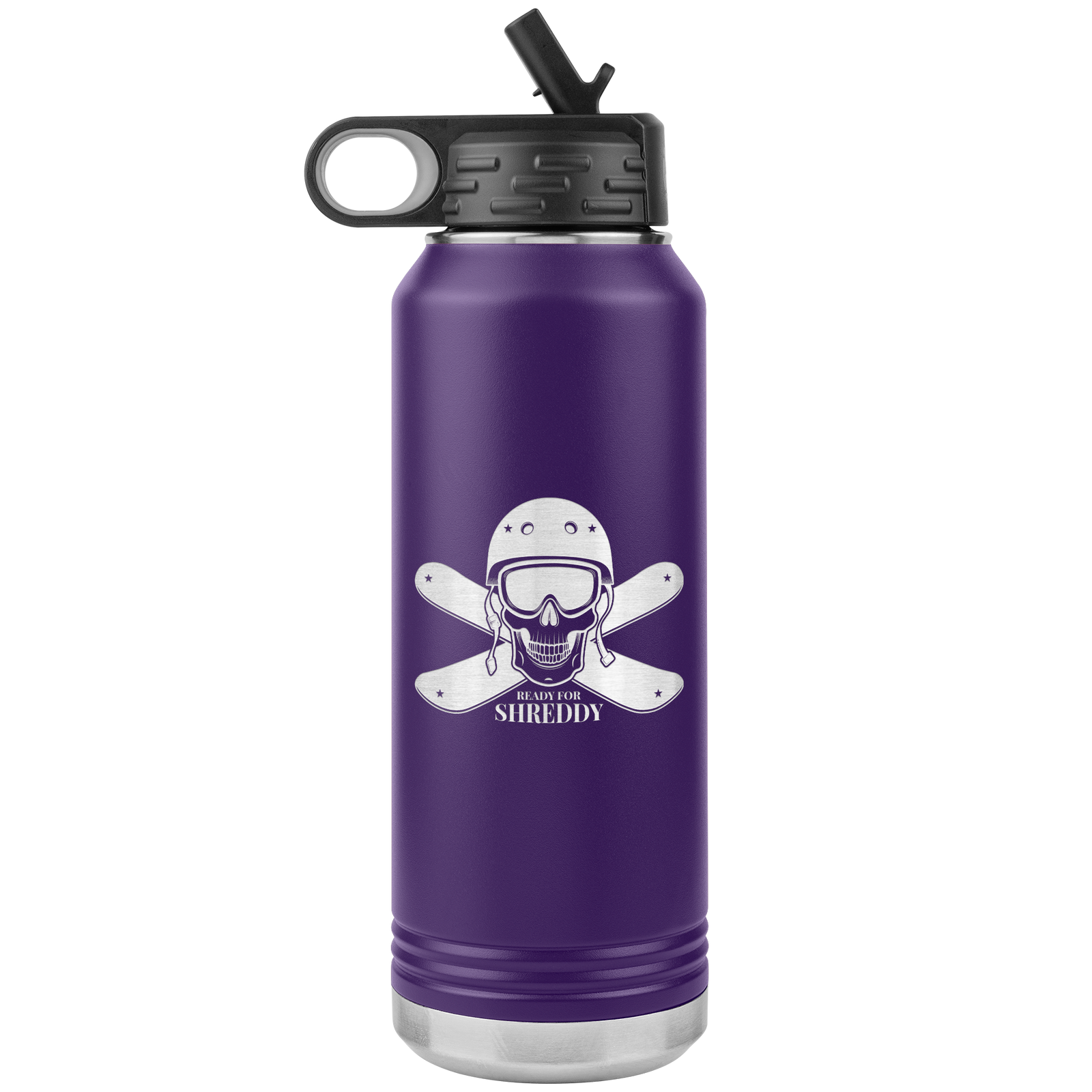 Ready For Shreddy Skeleton Skis 32oz Water Bottle Tumbler - Powderaddicts