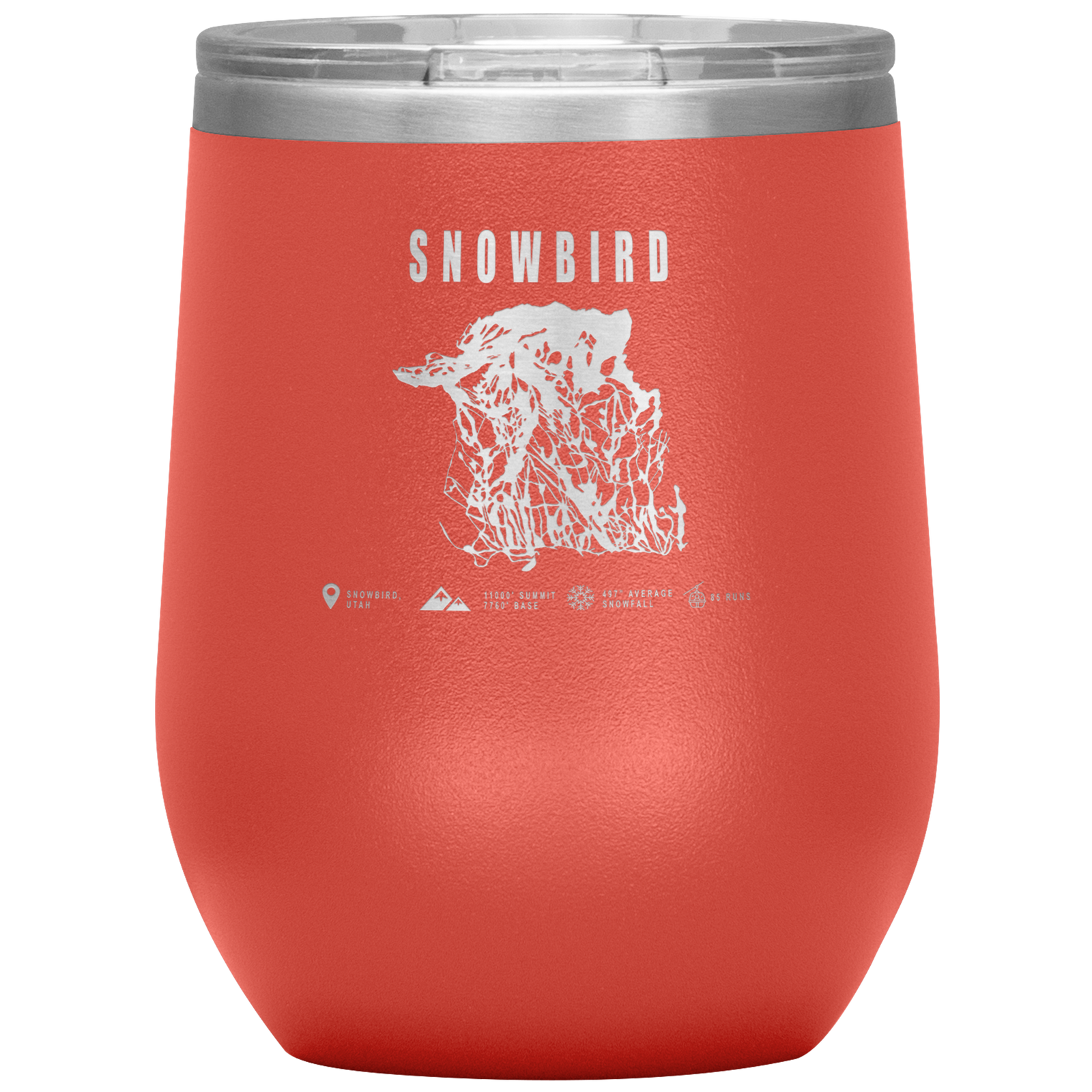 Snowbird,Utah Ski Trail Map Wine 12oz Tumbler - Powderaddicts
